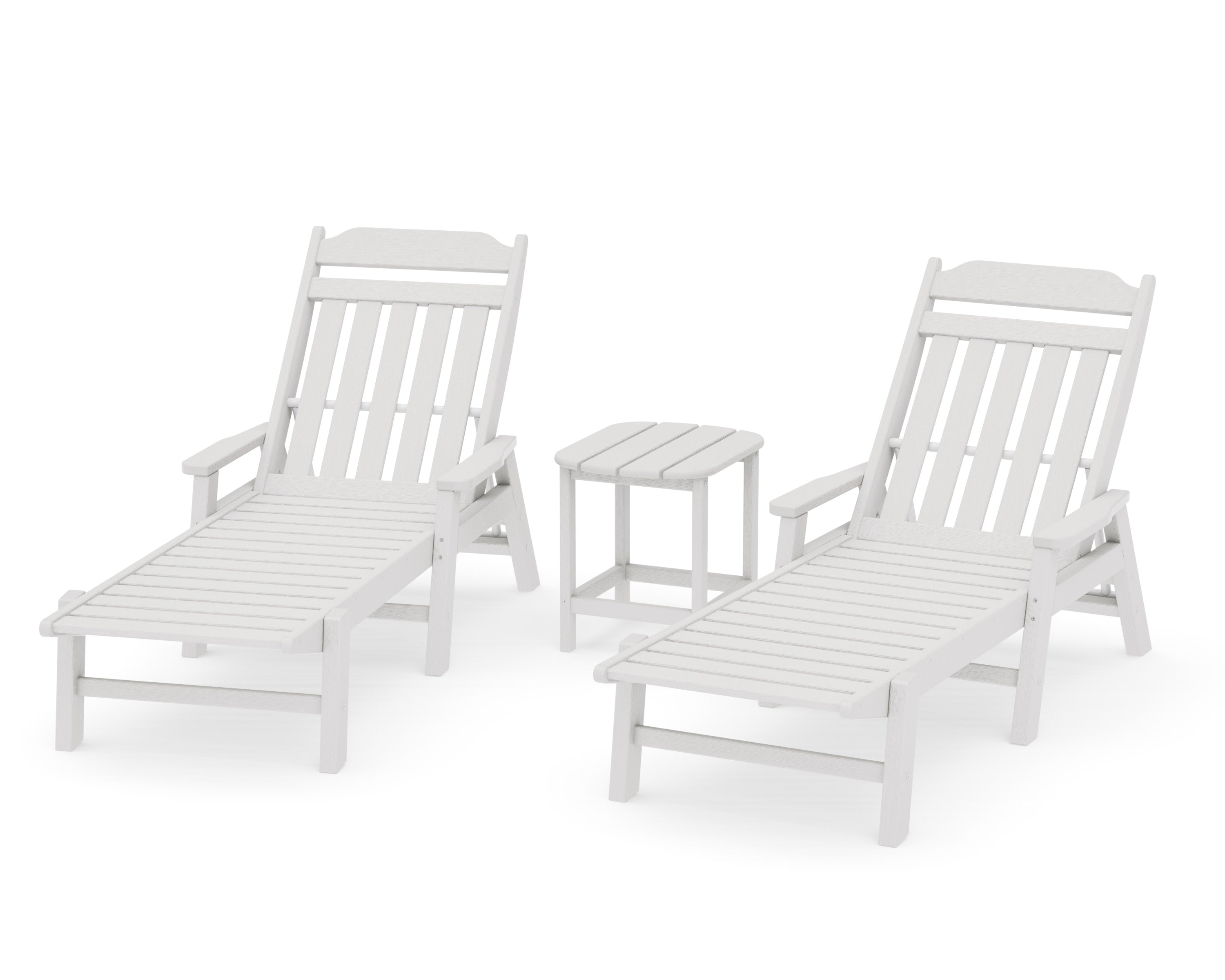 Cottage 3-Piece Chaise Set with Arms in Vintage White