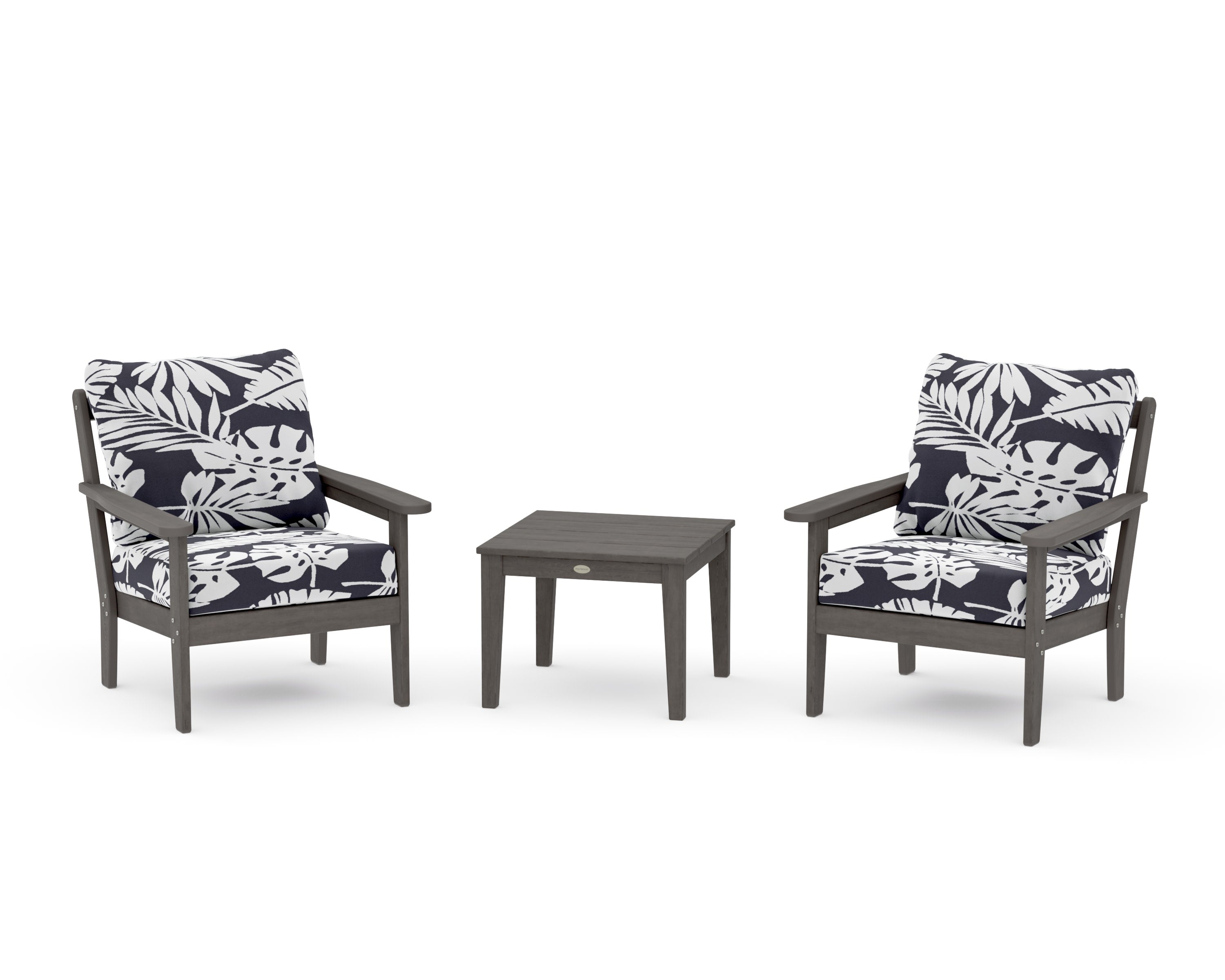 Cottage 3-Piece Deep Seating Set in Driftwood / Leaf Navy