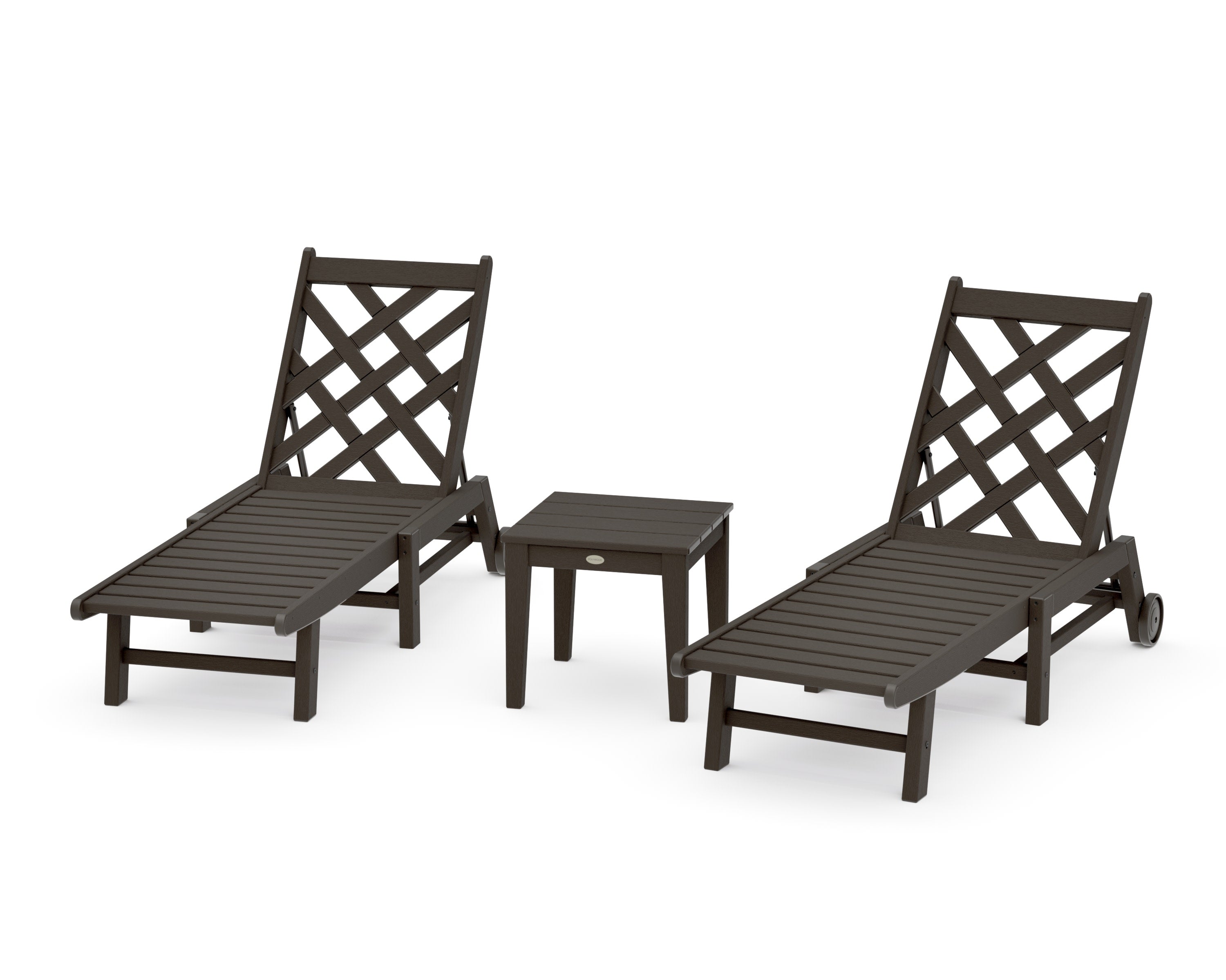 Wovendale 3-Piece Chaise Set with Wheels in Vintage Coffee