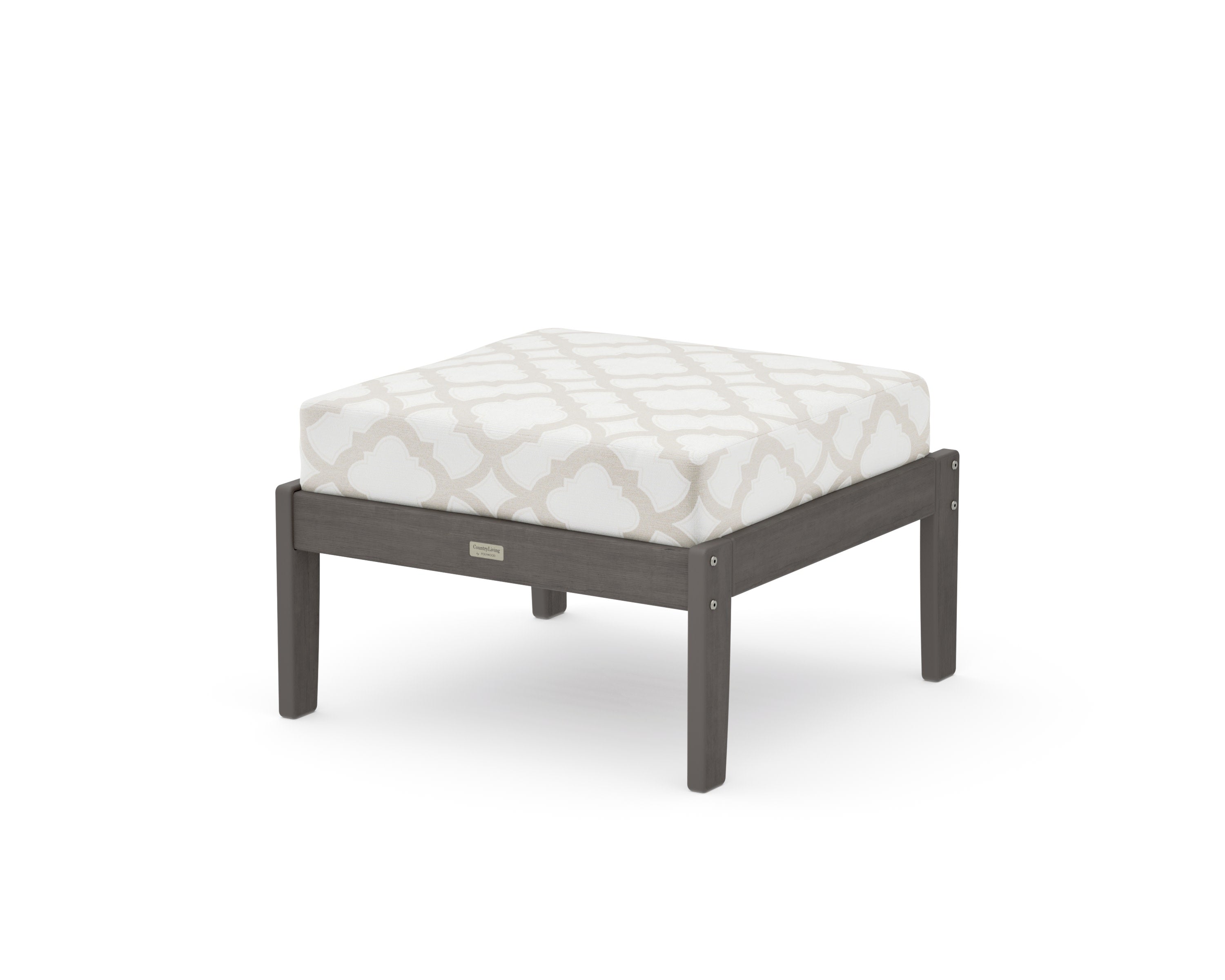 Cottage Deep Seating Ottoman in Driftwood / Trellis Dune Burlap