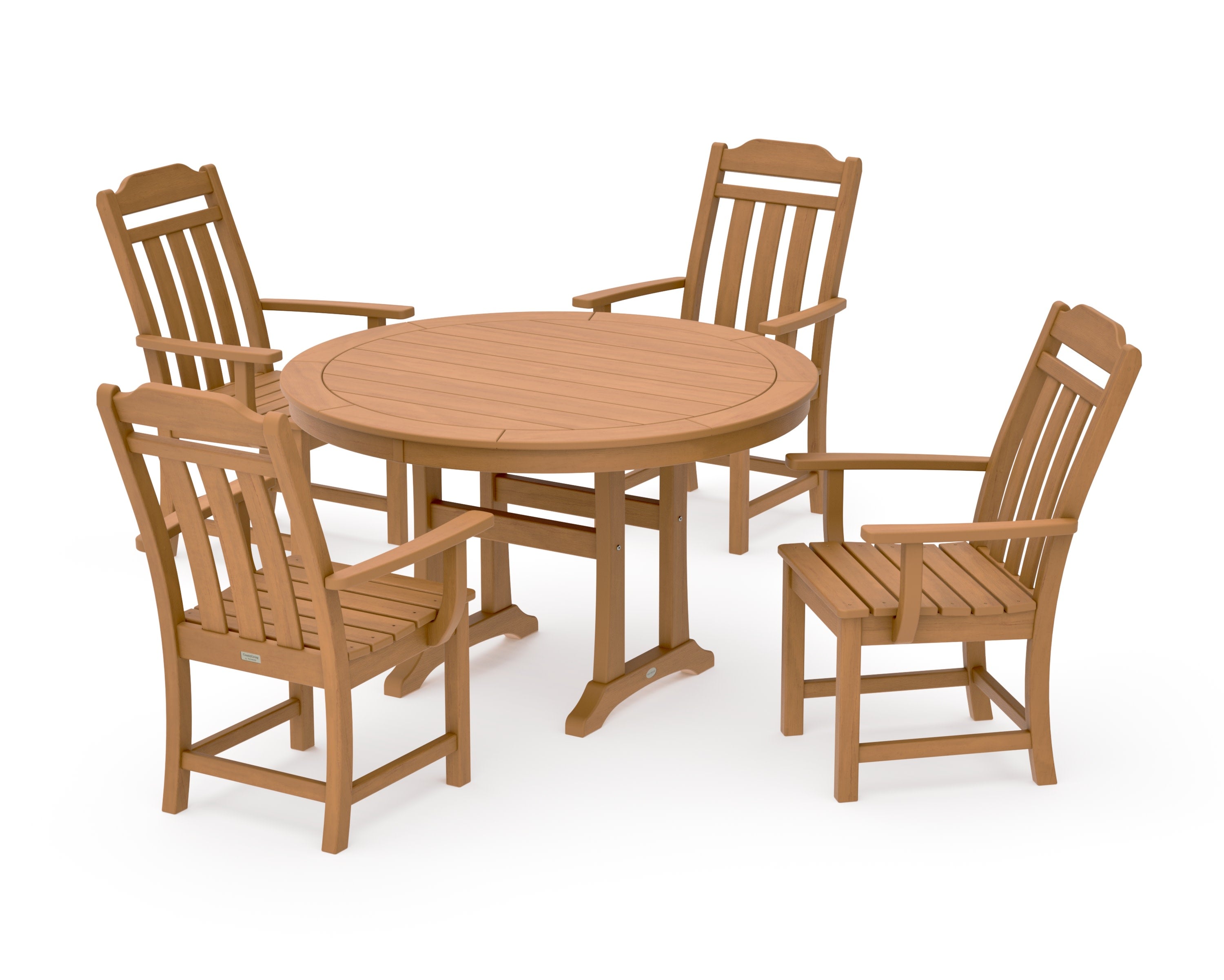 Cottage 5-Piece Round Dining Set with Trestle Legs in Natural