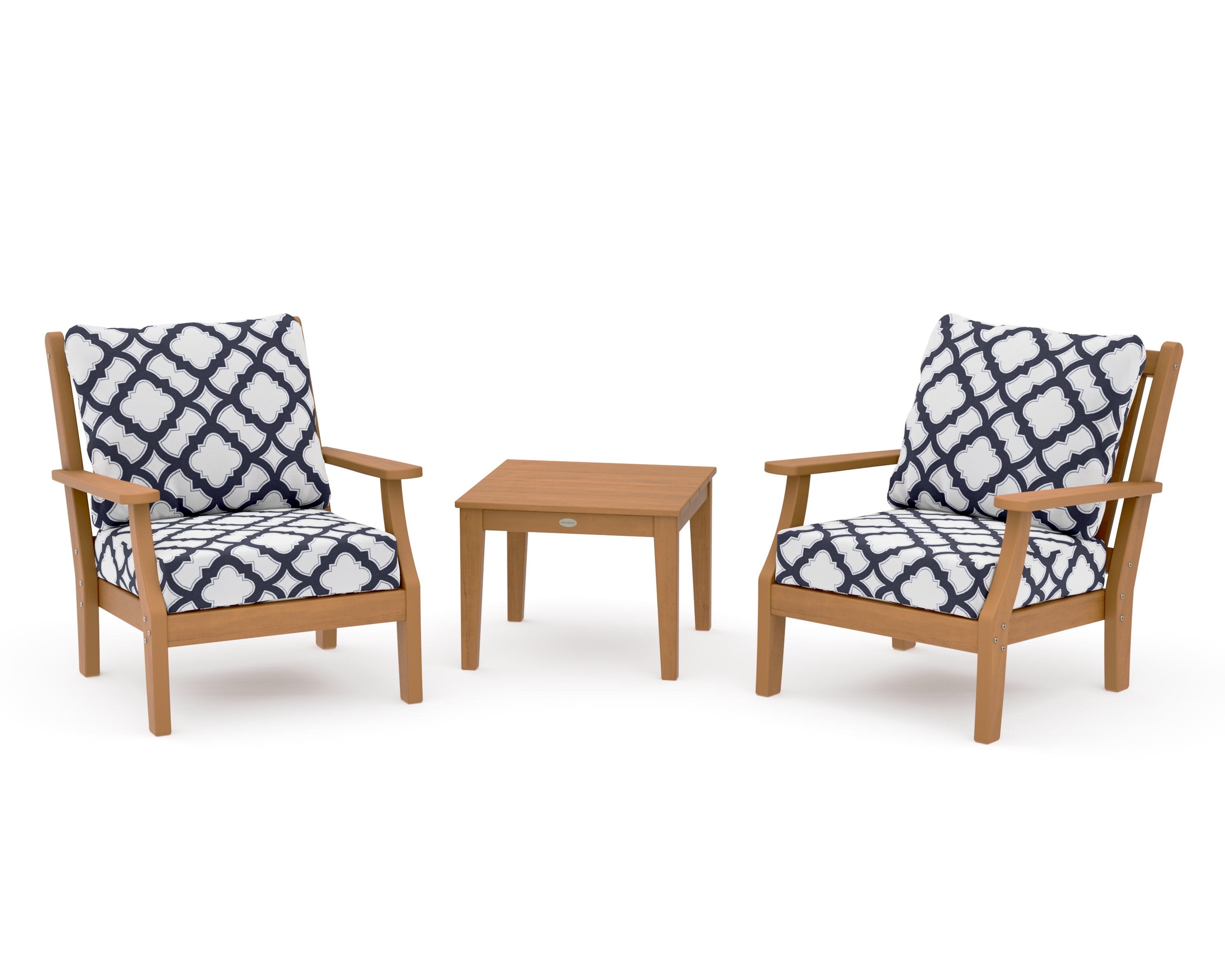 Wovendale 3-Piece Deep Seating Set in Natural / Trellis Navy