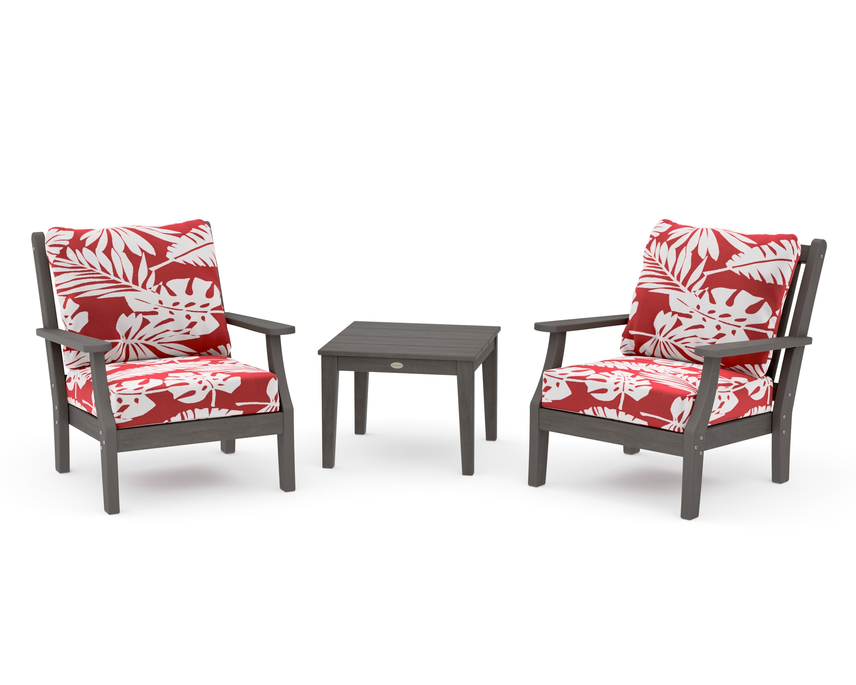 Wovendale 3-Piece Deep Seating Set in Driftwood / Leaf Crimson