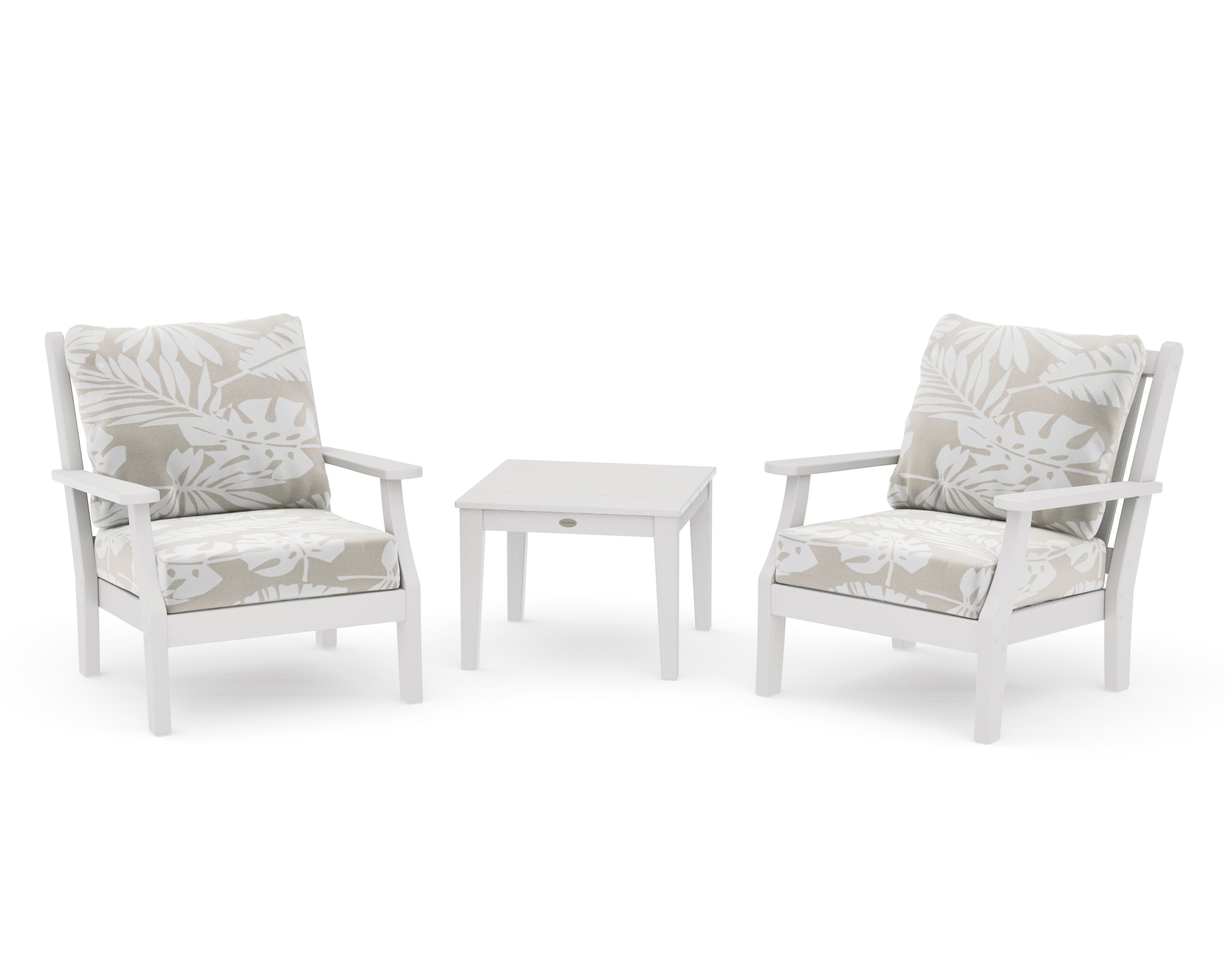 Wovendale 3-Piece Deep Seating Set in Vintage White / Leaf Dune Burlap