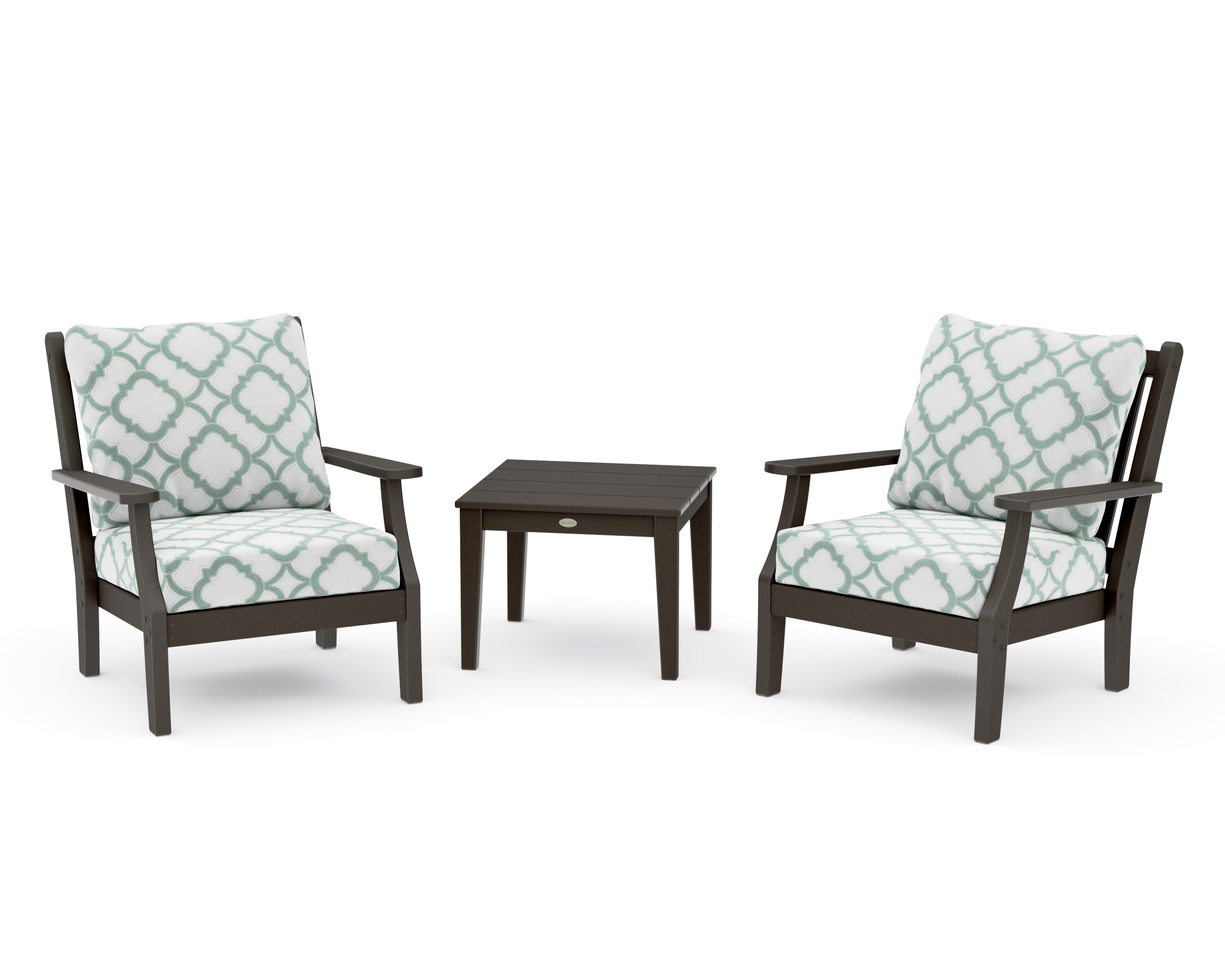 Wovendale 3-Piece Deep Seating Set in Vintage Coffee / Trellis Glacier Spa