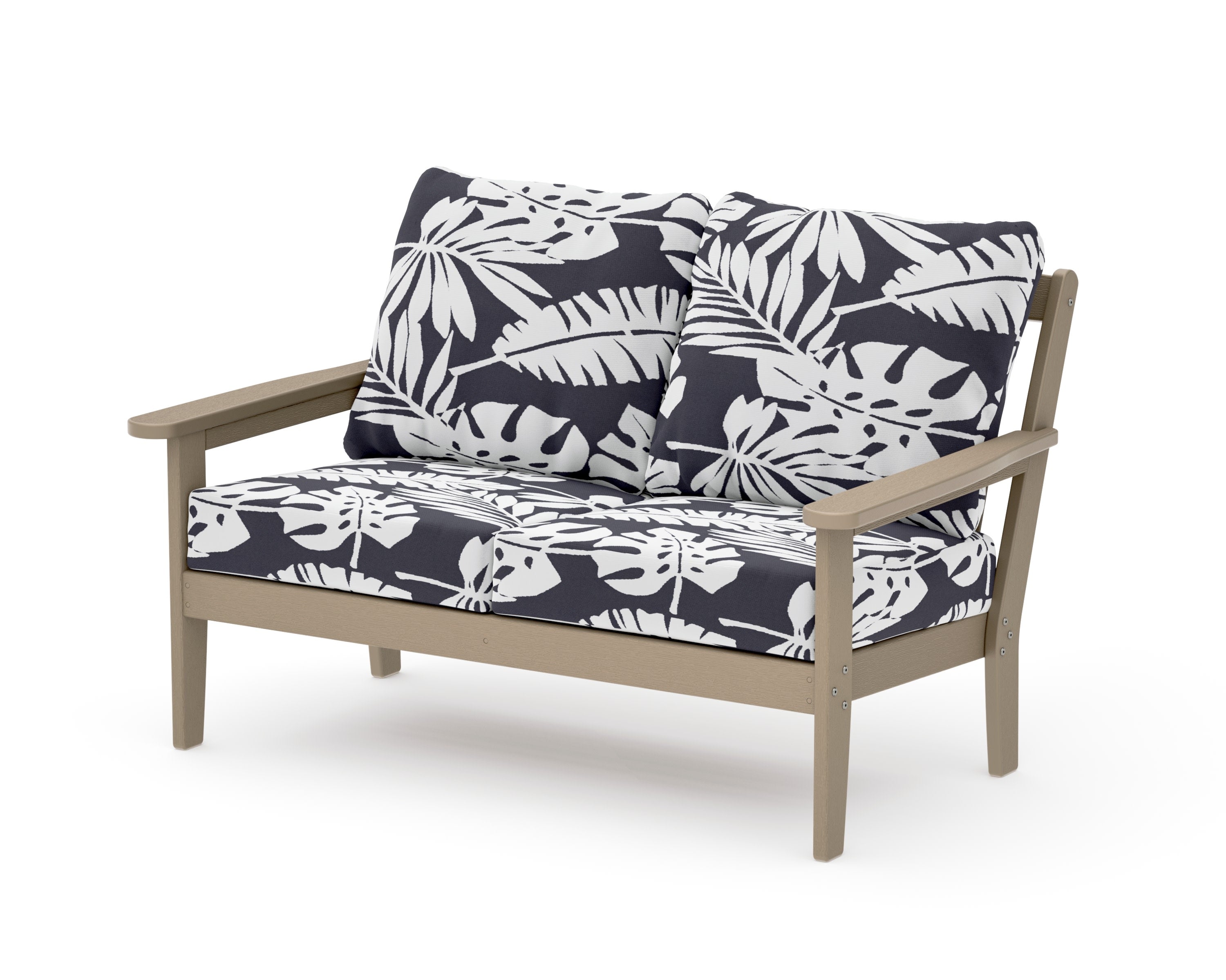 Cottage Deep Seating Loveseat in Vintage Sahara / Leaf Navy