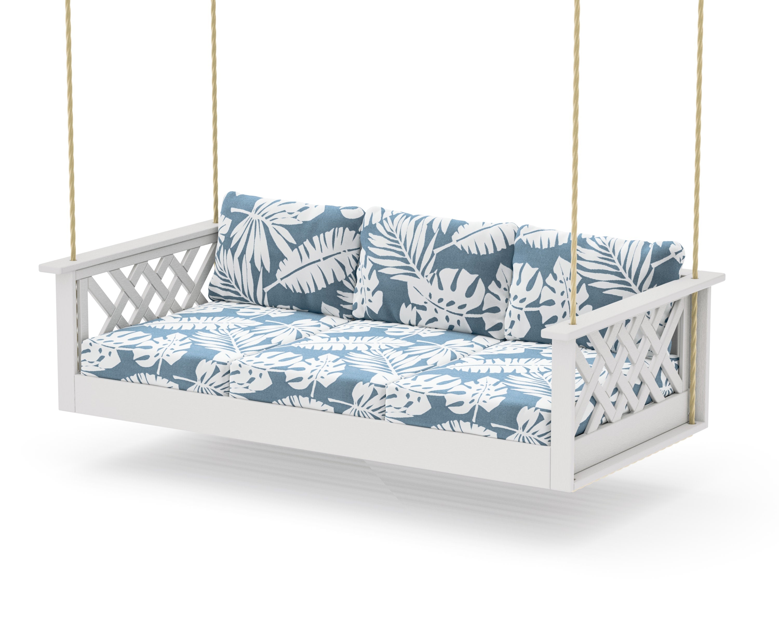 Wovendale Daybed Swing in Vintage White / Leaf Sky Blue