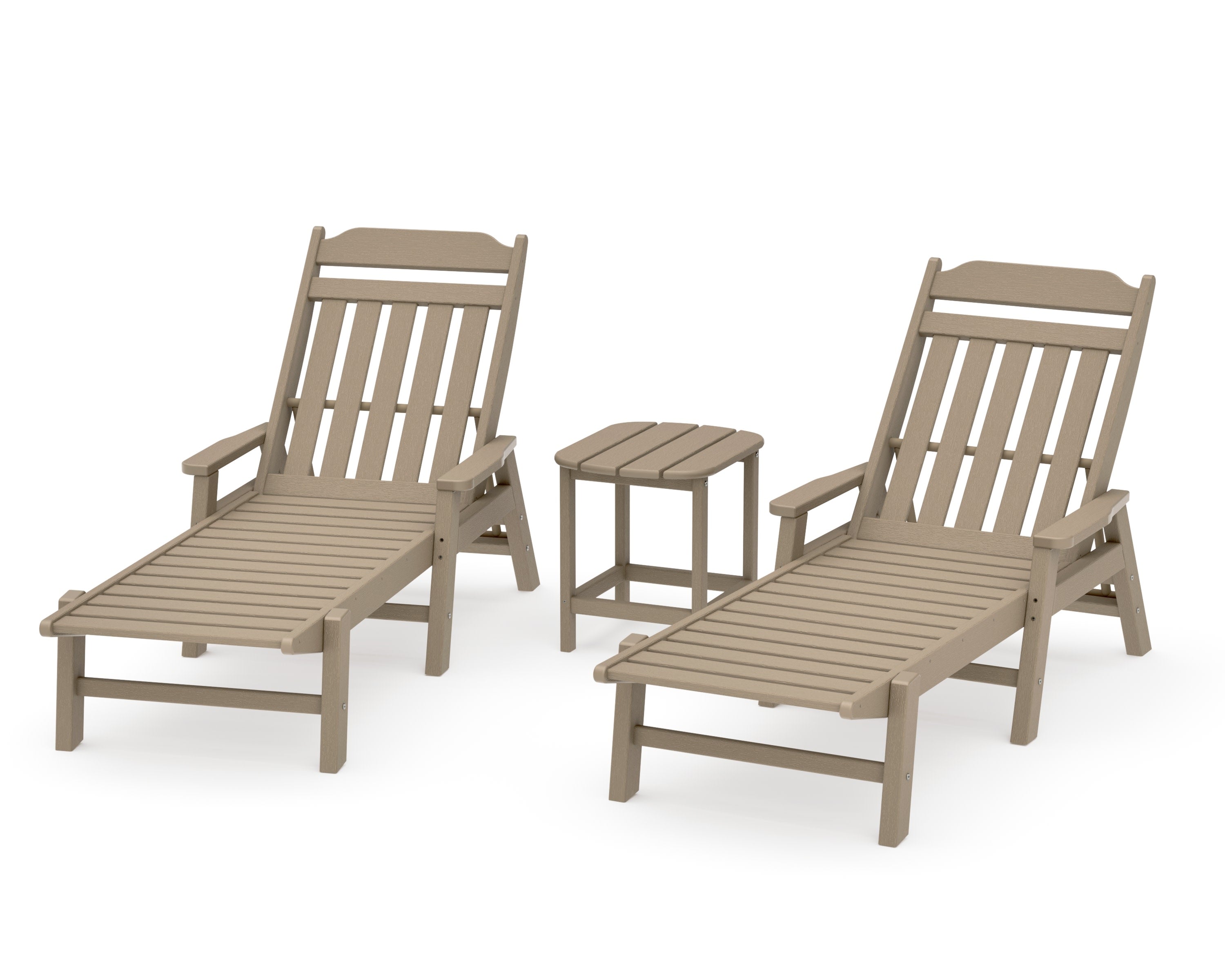Cottage 3-Piece Chaise Set with Arms in Vintage Sahara
