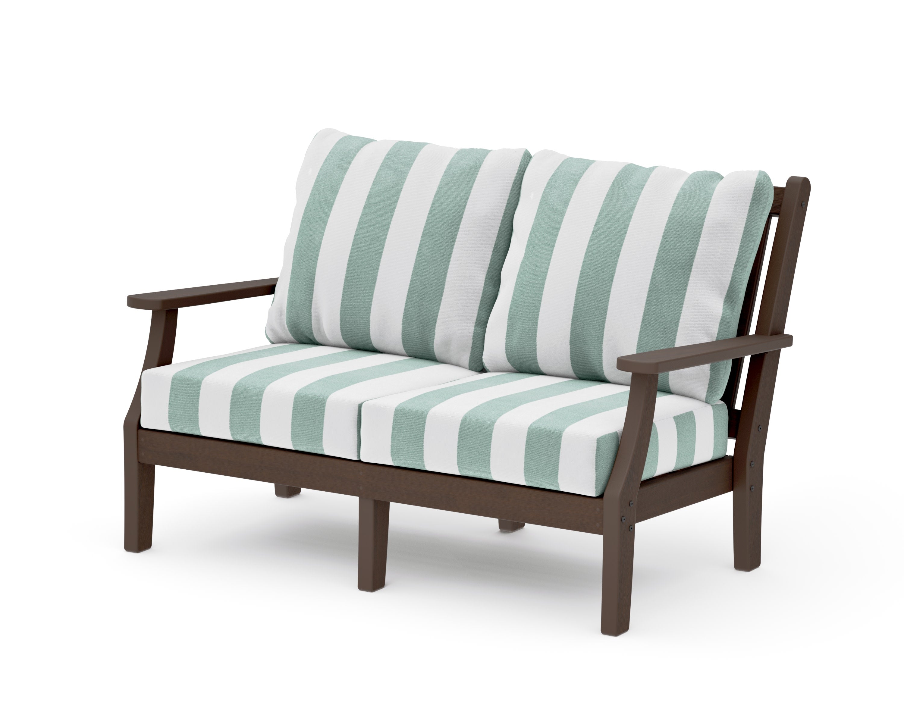 Wovendale Deep Seating Loveseat in Kona / Cabana Stripe Glacier Spa