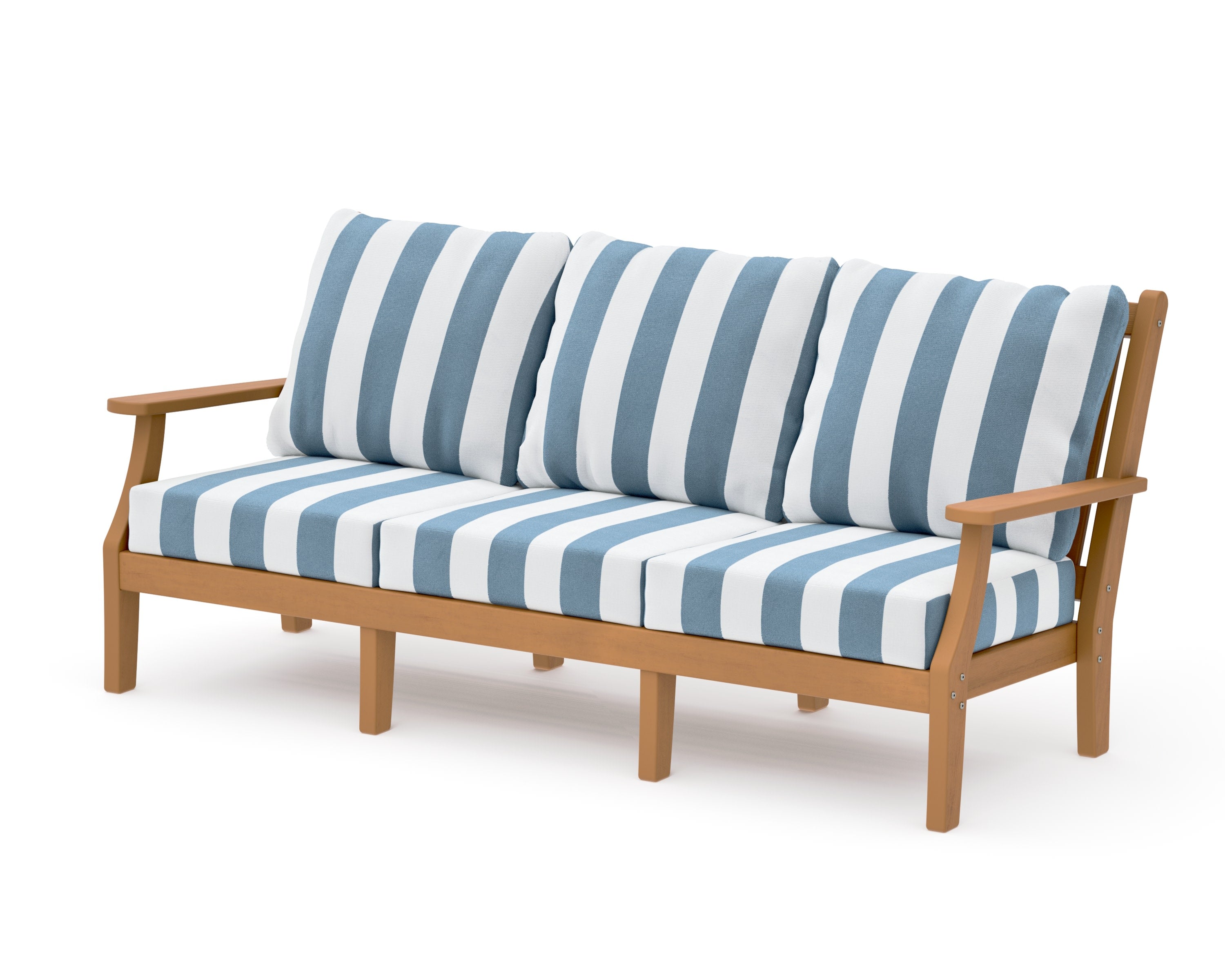 Wovendale Deep Seating Sofa in Natural / Cabana Stripe Sky Blue