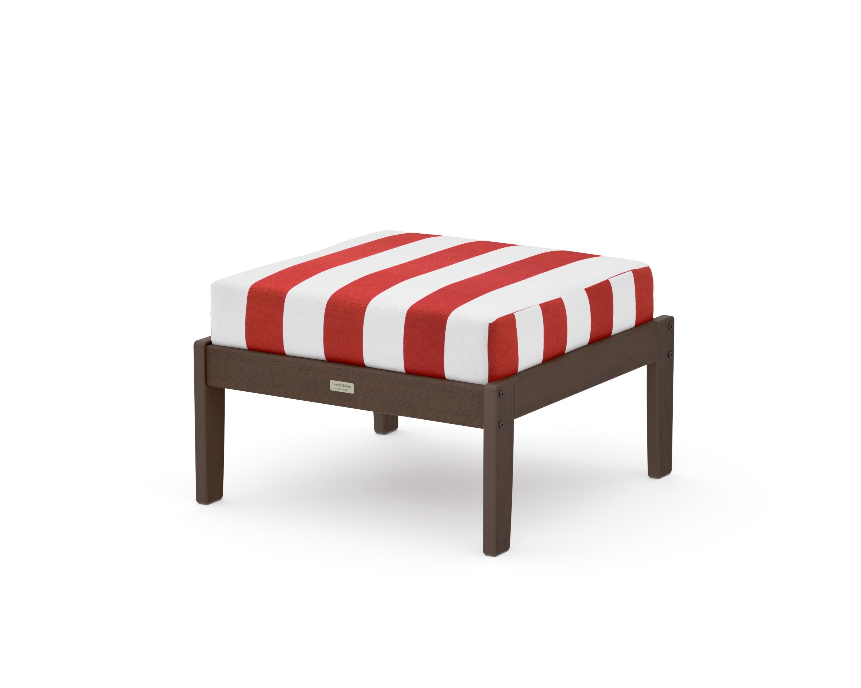 Cottage Deep Seating Ottoman in Kona / Cabana Stripe Crimson