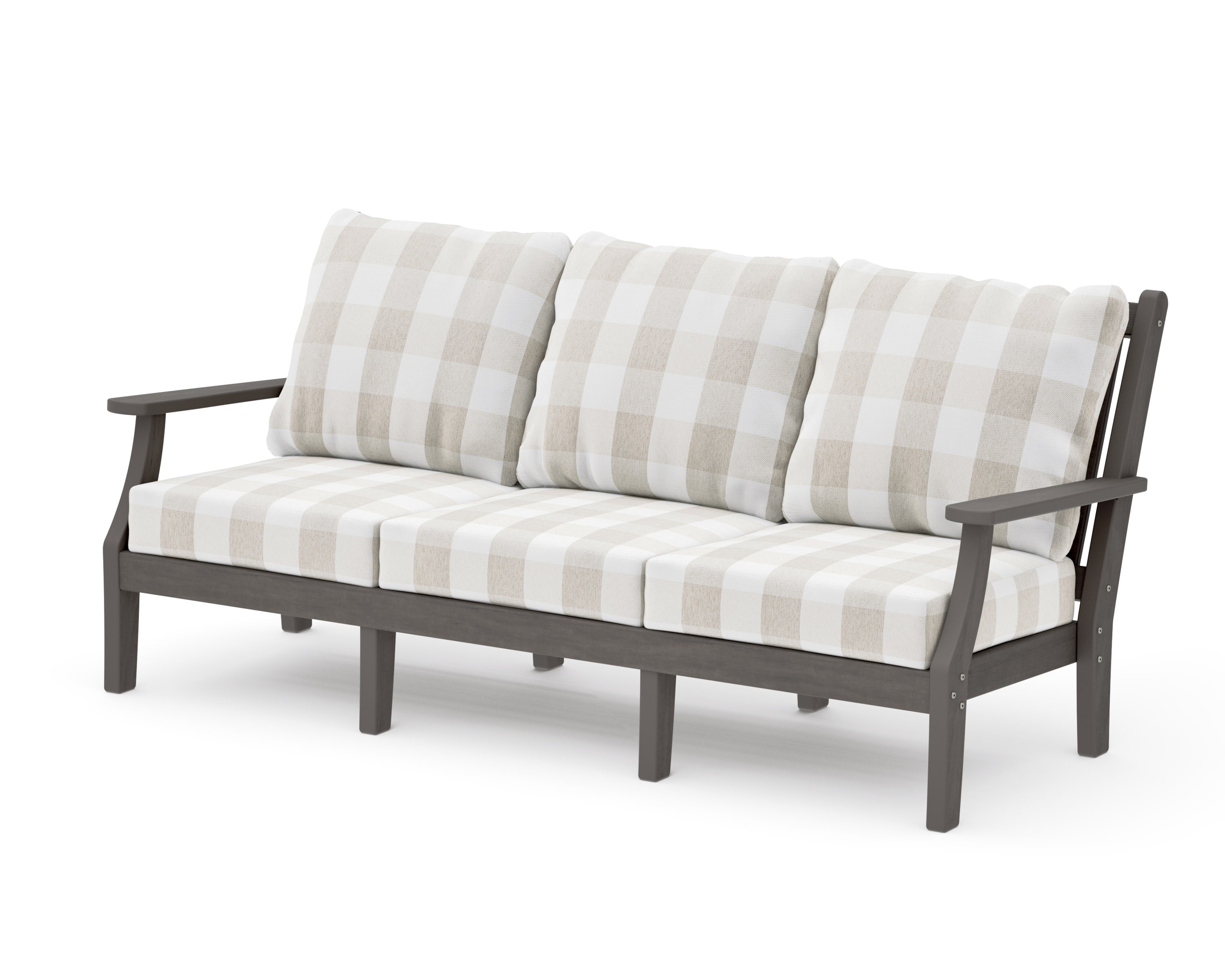 Wovendale Deep Seating Sofa in Driftwood / Buffalo Plaid Dune Burlap