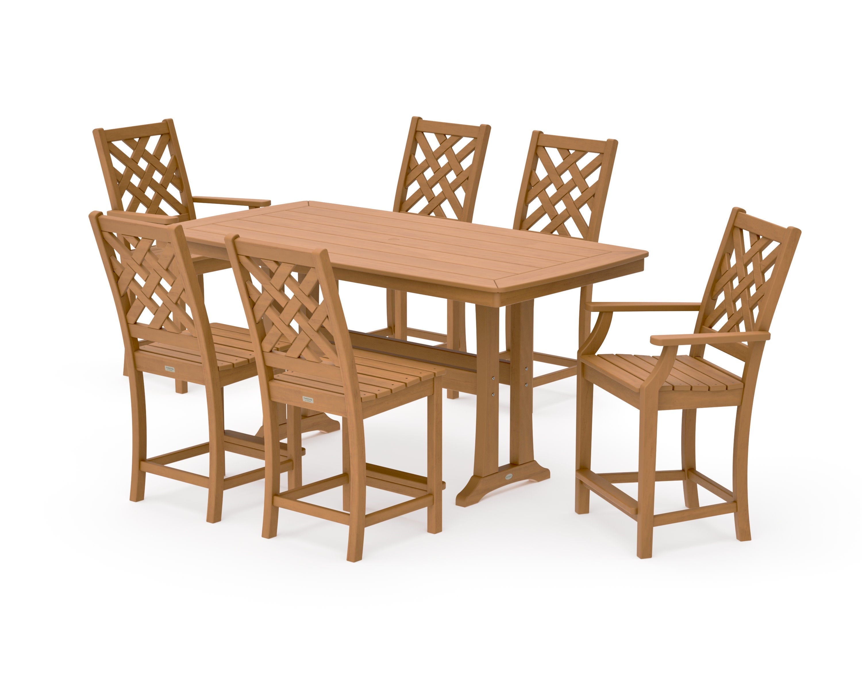 Wovendale 7-Piece Counter Set with Trestle Legs in Natural