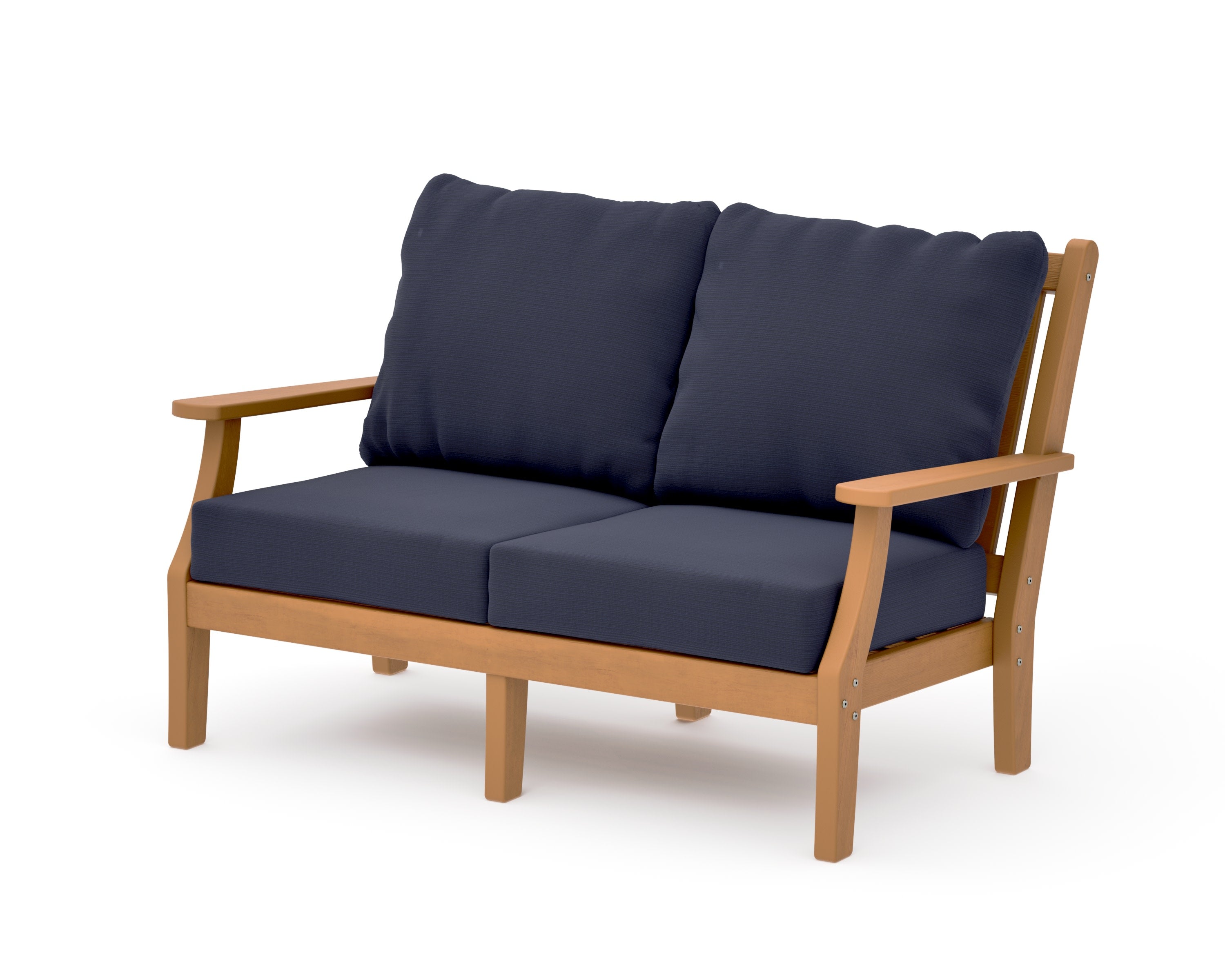 Wovendale Deep Seating Loveseat in Natural / Navy Linen