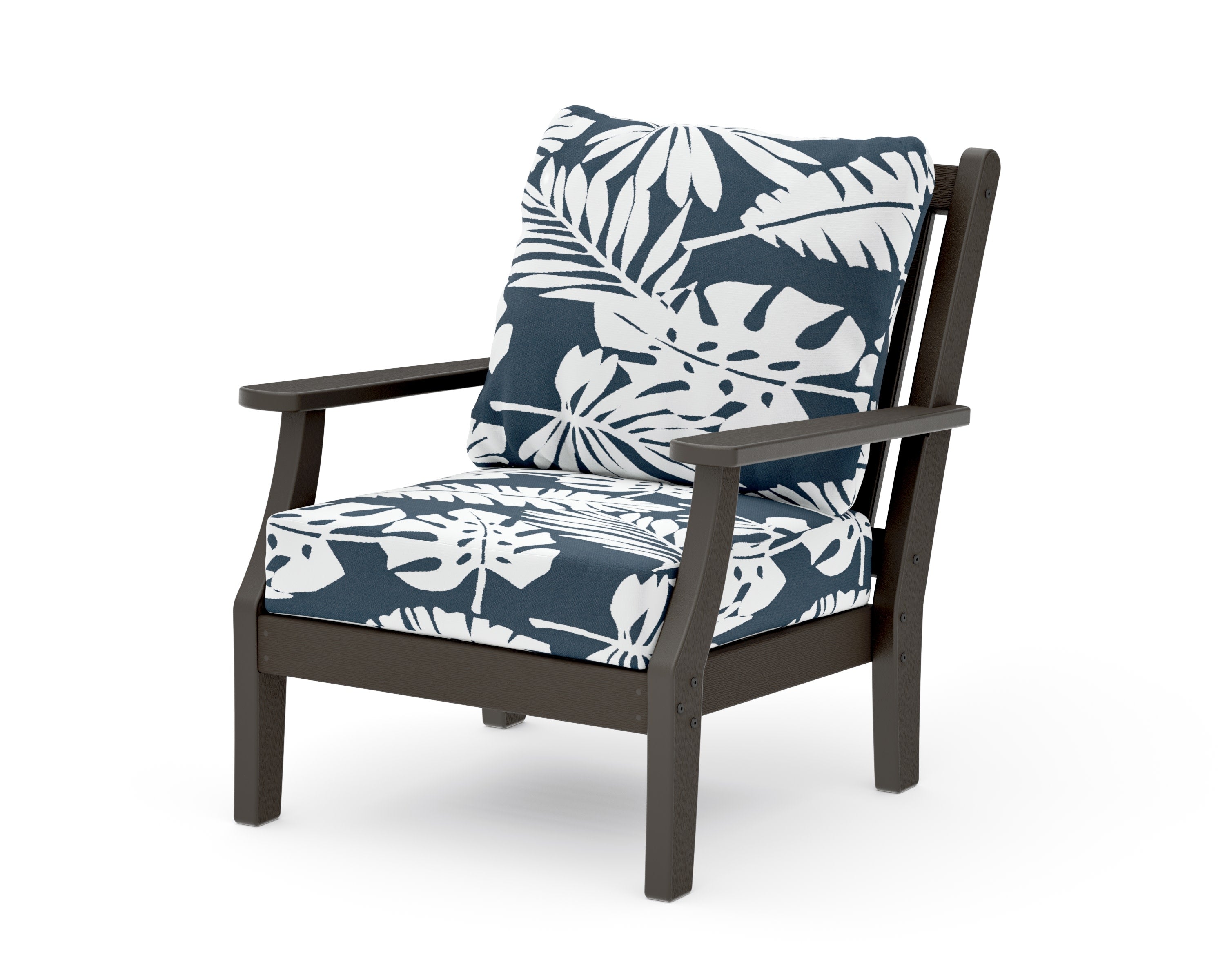Wovendale Deep Seating Chair in Vintage Coffee / Leaf Marine Indigo
