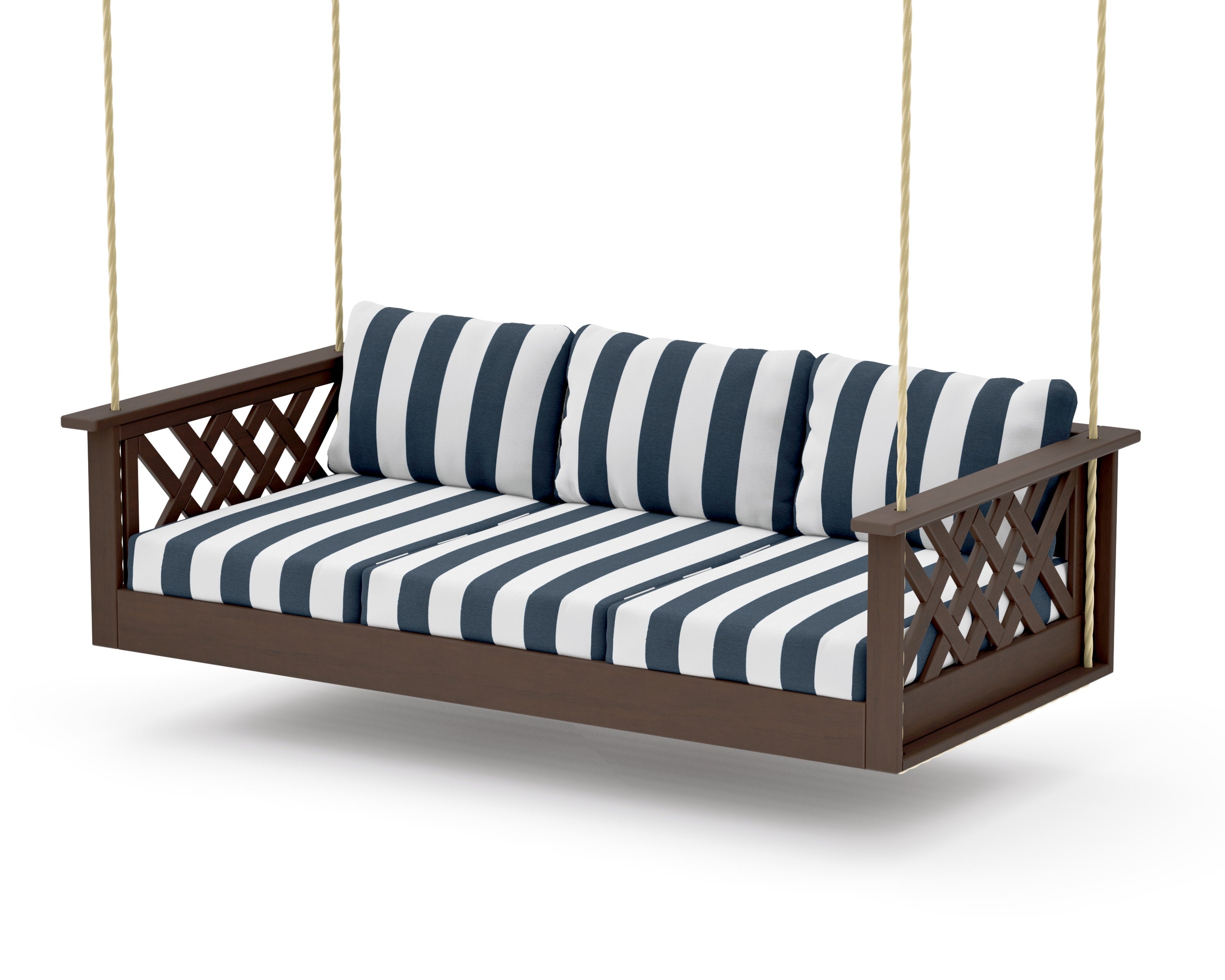 Wovendale Daybed Swing in Kona / Cabana Stripe Marine Indigo
