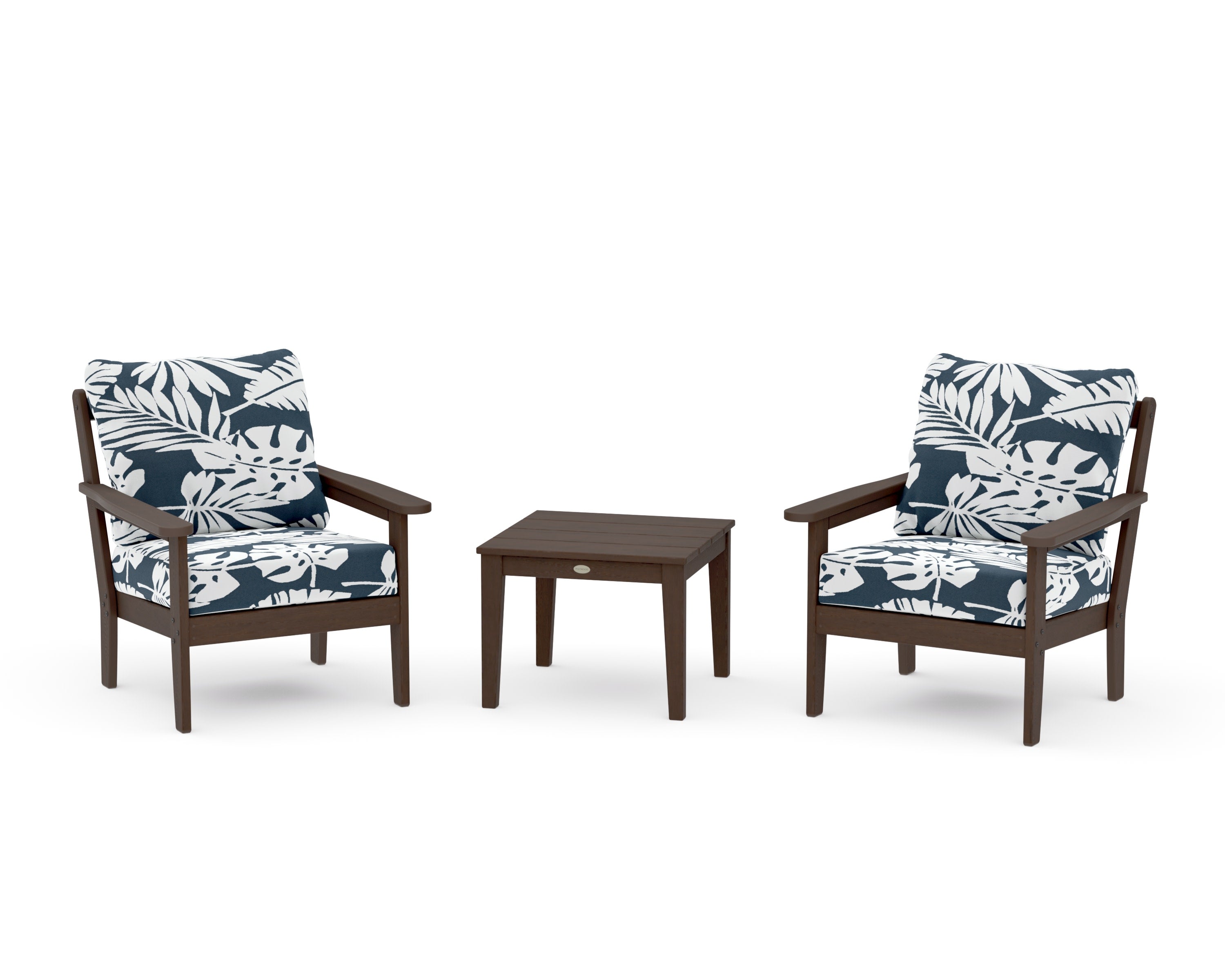 Cottage 3-Piece Deep Seating Set in Kona / Leaf Marine Indigo