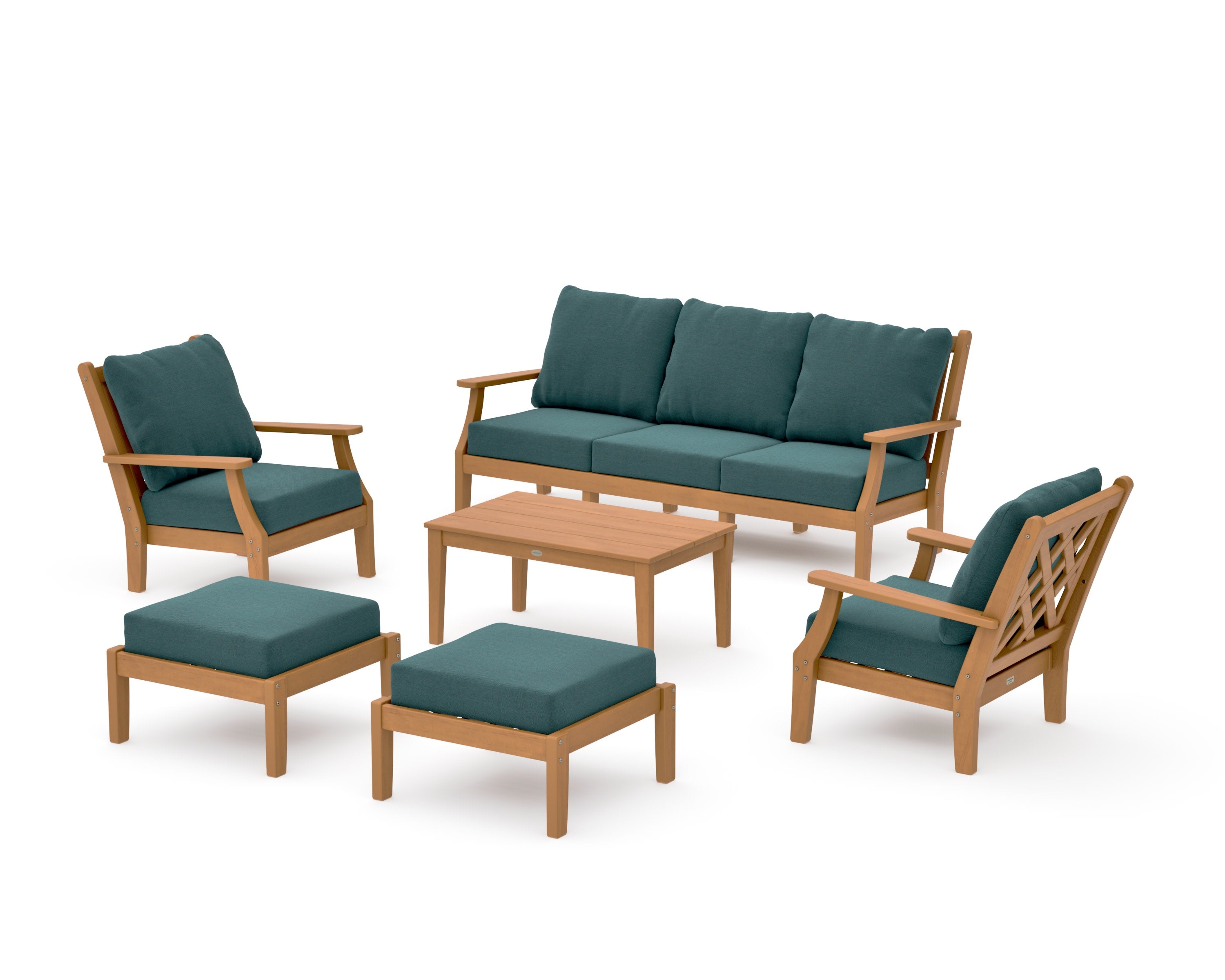 Wovendale 6-Piece Lounge Sofa Set in Natural / Ocean Teal