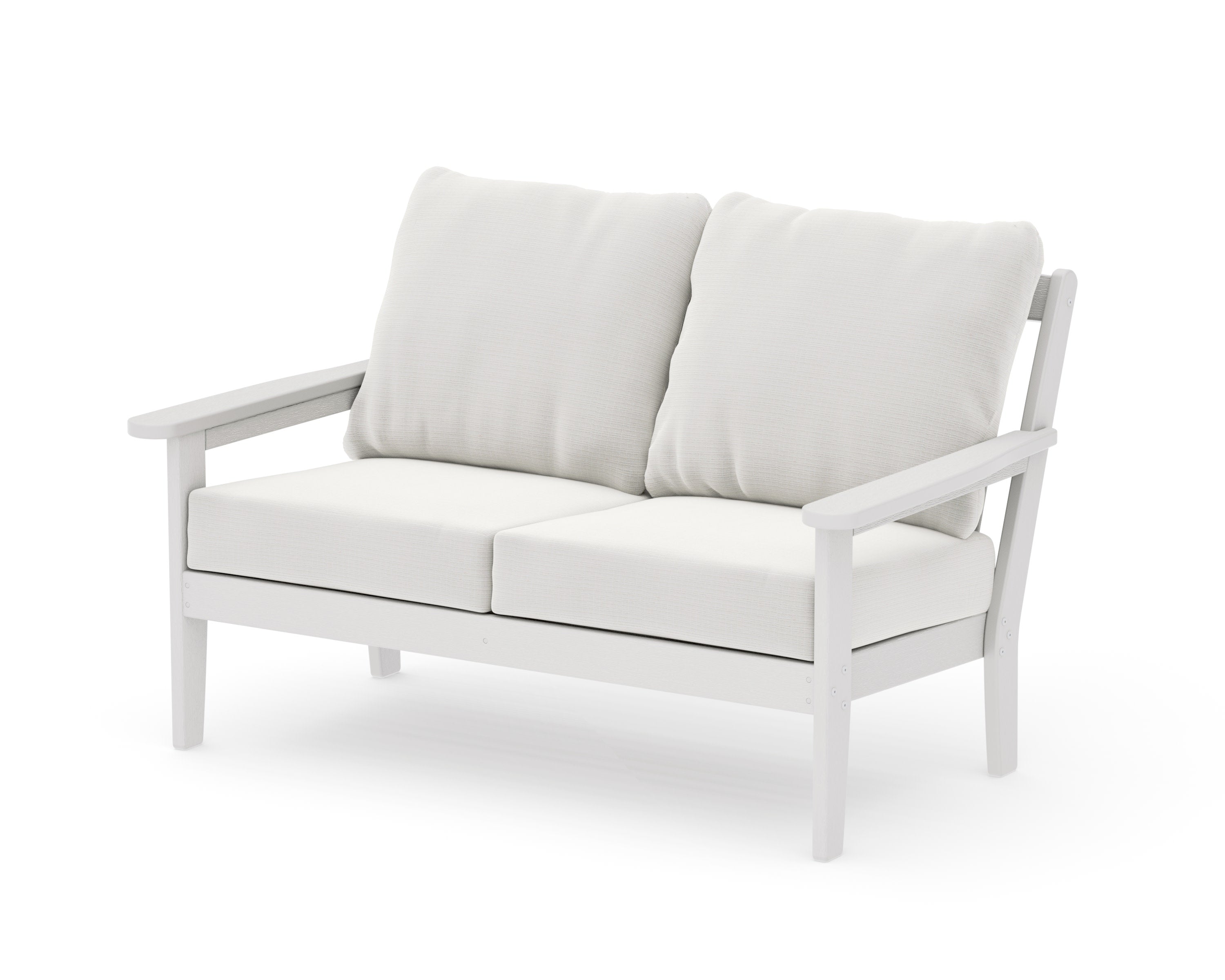 Cottage Deep Seating Loveseat in Vintage White / Natural Linen