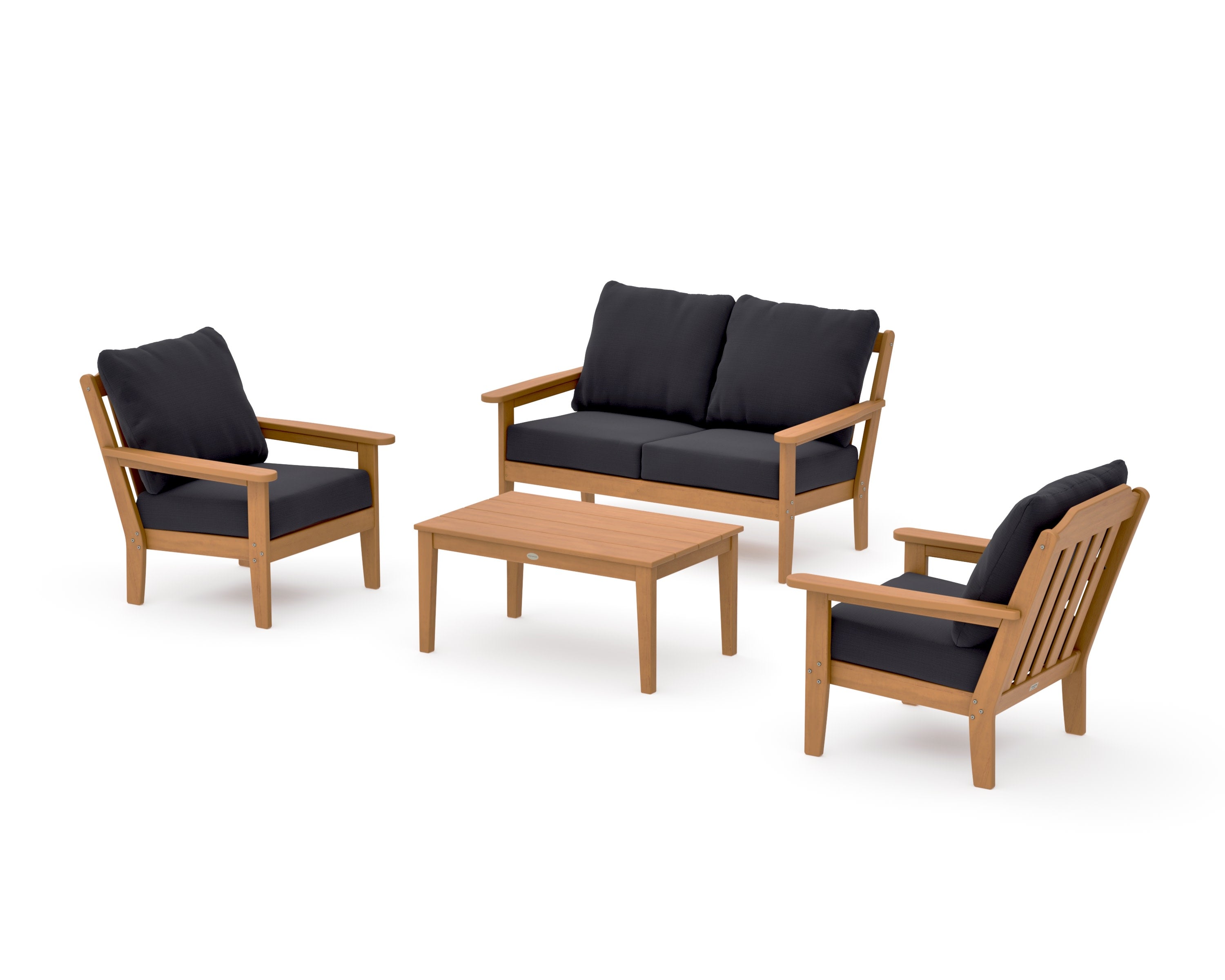 Cottage 4-Piece Deep Seating Set with Loveseat in Natural / Midnight Linen