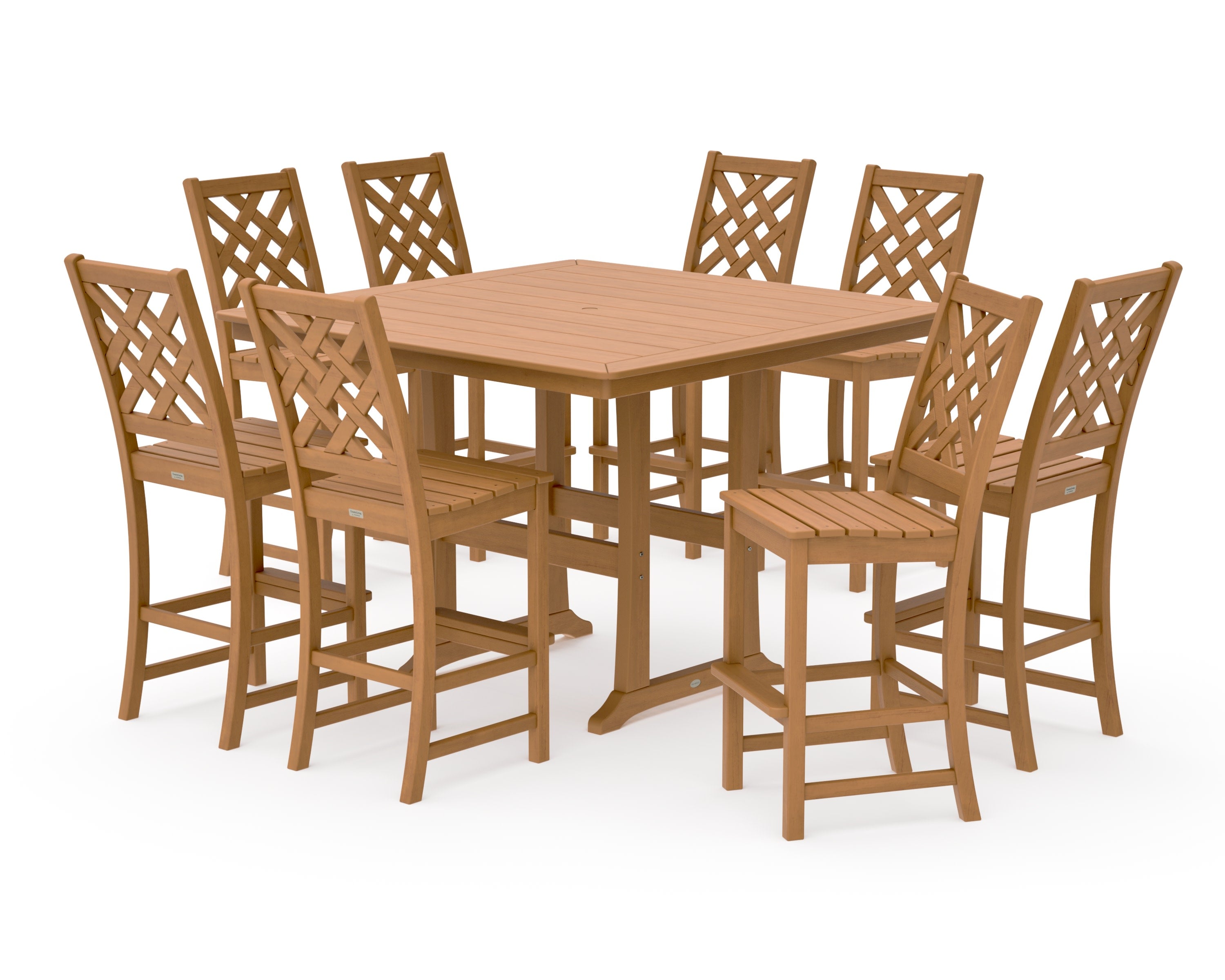 Wovendale Side Chair 9-Piece Square Bar Set with Trestle Legs in Natural