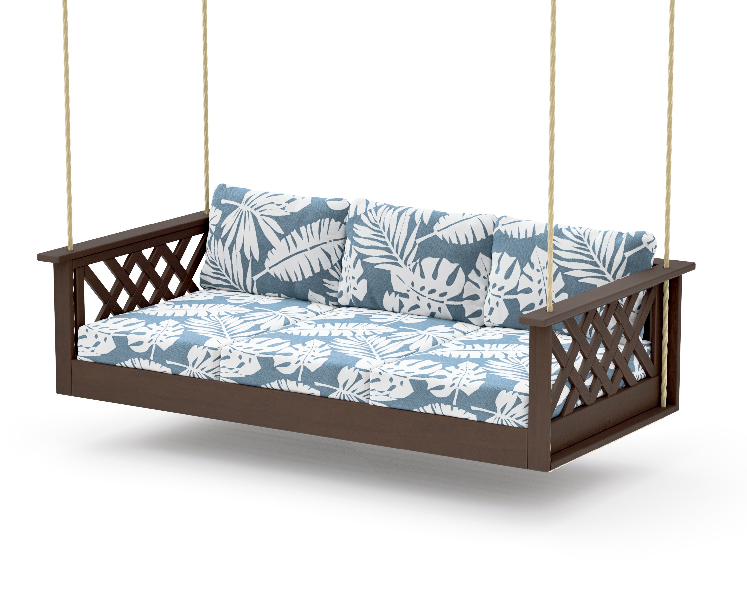 Wovendale Daybed Swing in Kona / Leaf Sky Blue