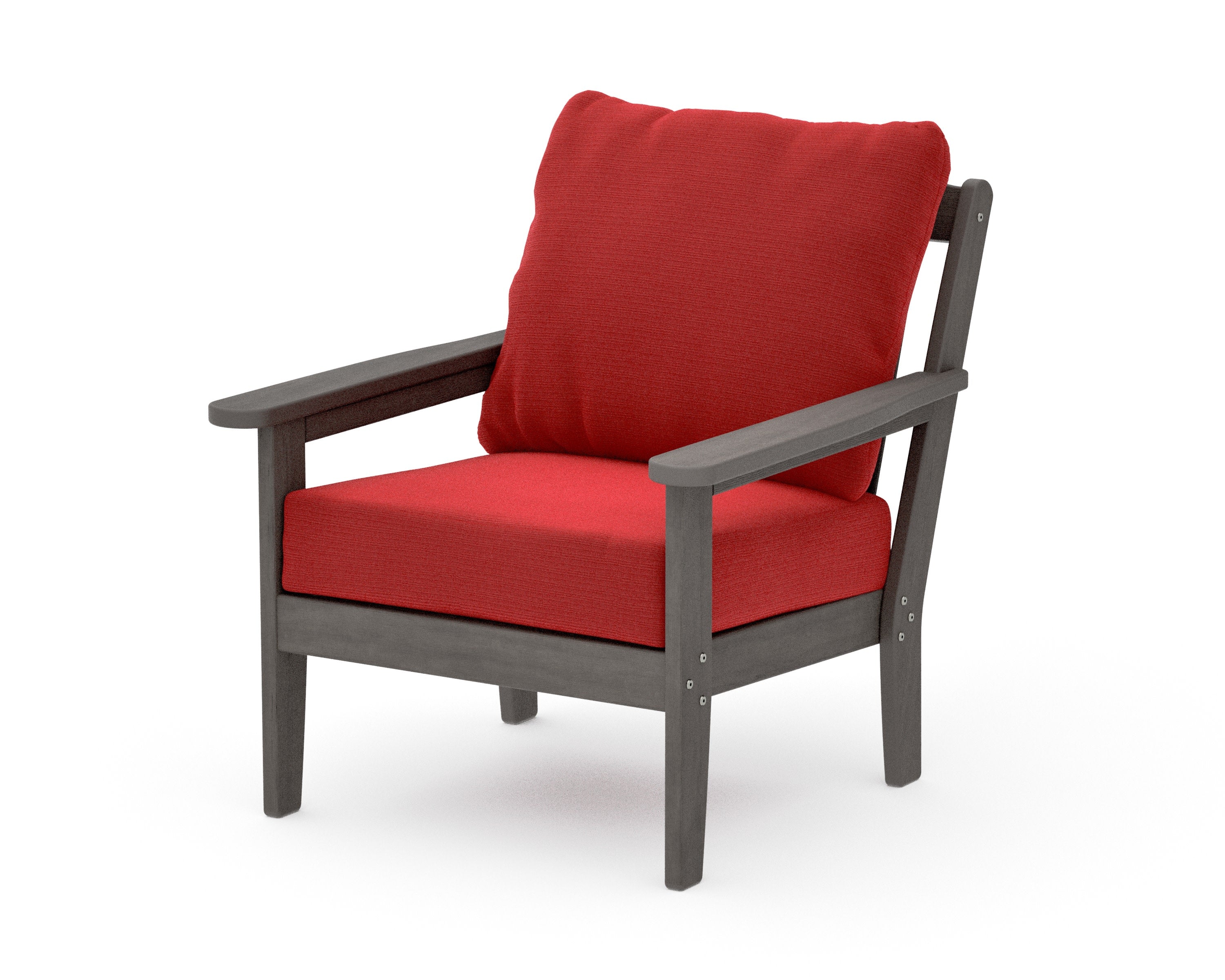 Cottage Deep Seating Chair in Driftwood / Crimson Linen