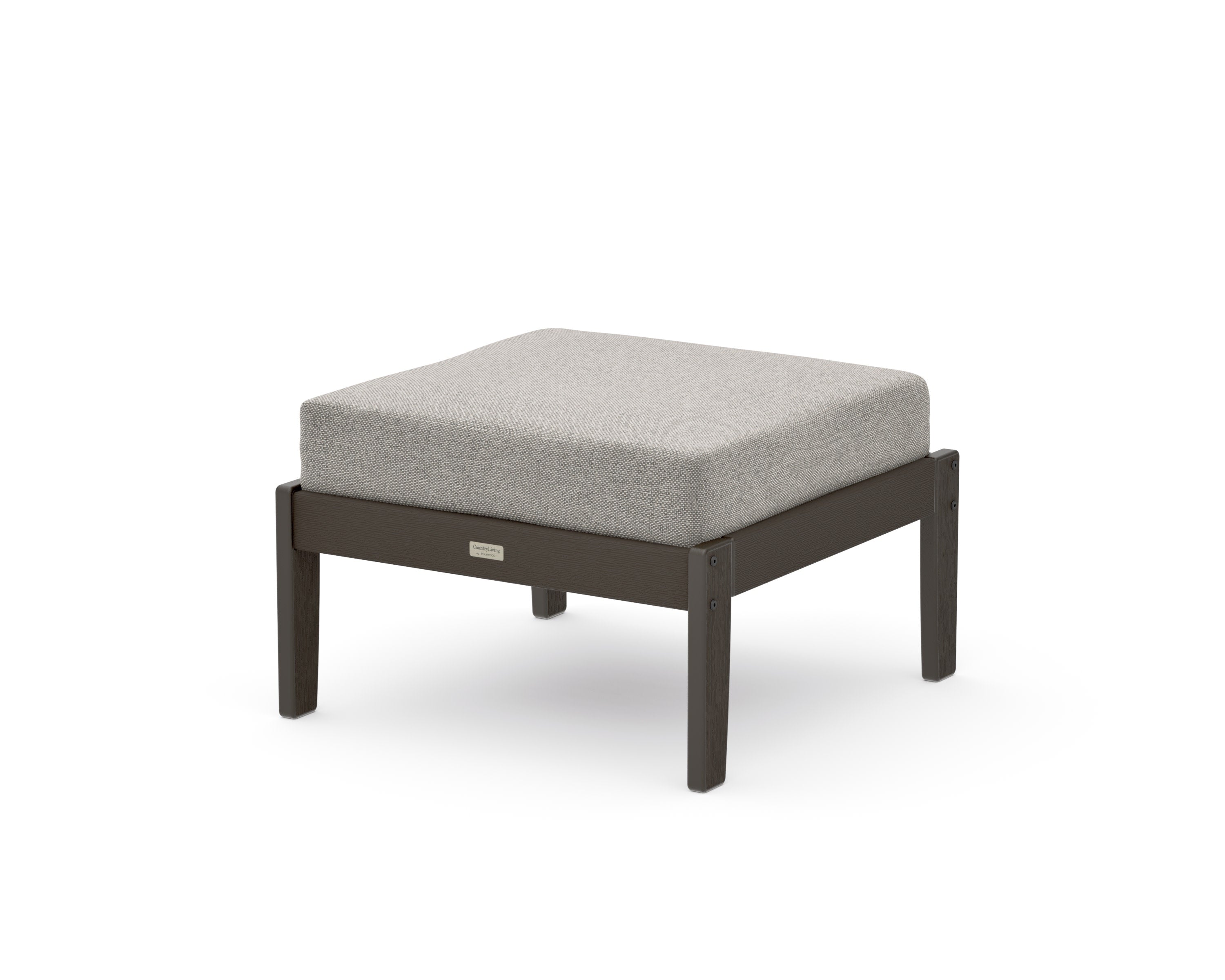 Cottage Deep Seating Ottoman in Vintage Coffee / Weathered Tweed