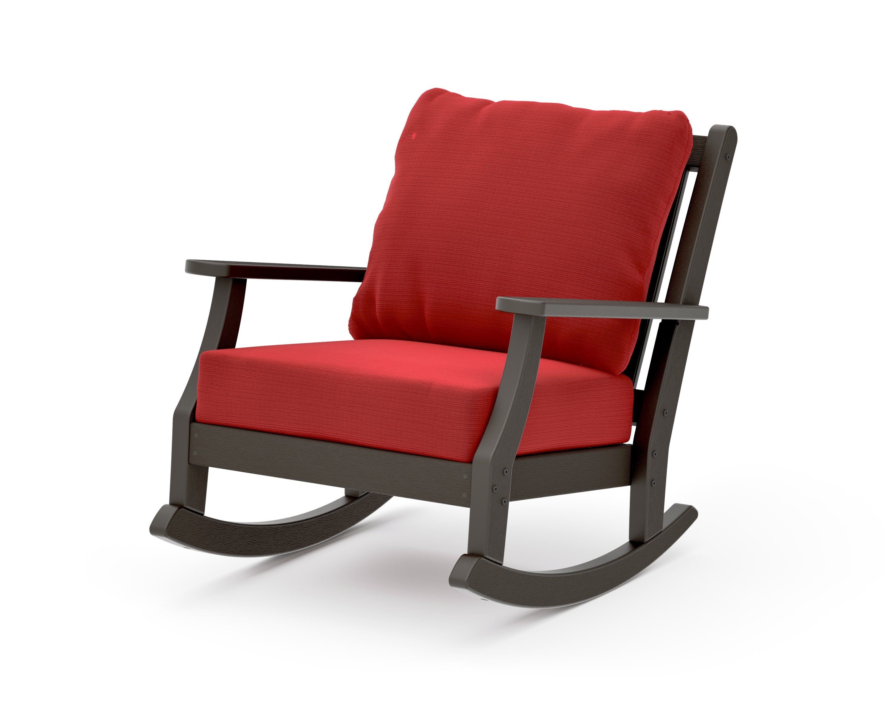 Wovendale Deep Seating Rocking Chair in Vintage Coffee / Crimson Linen