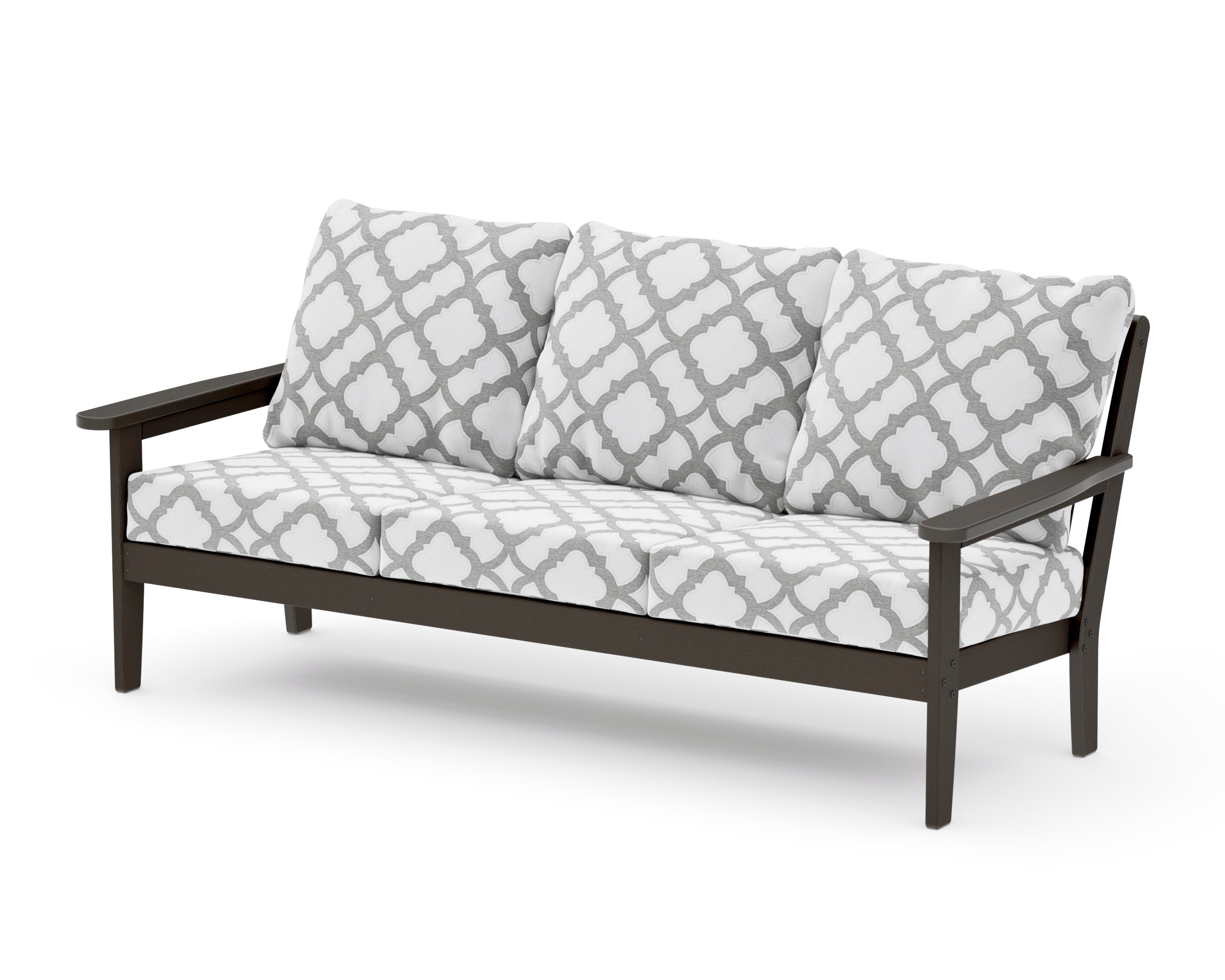 Cottage Deep Seating Sofa in Vintage Coffee / Trellis Grey Mist