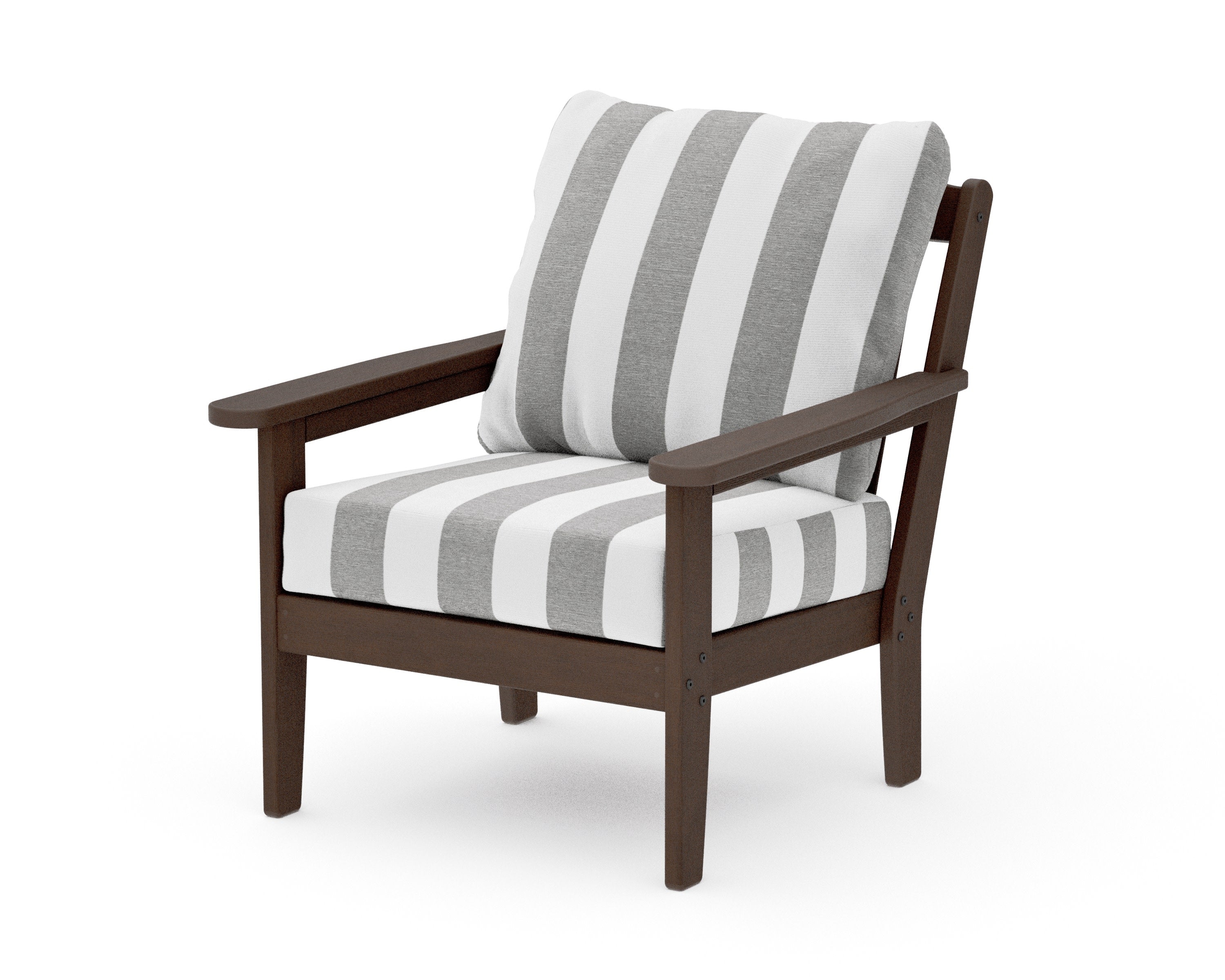 Cottage Deep Seating Chair in Kona / Cabana Stripe Grey Mist