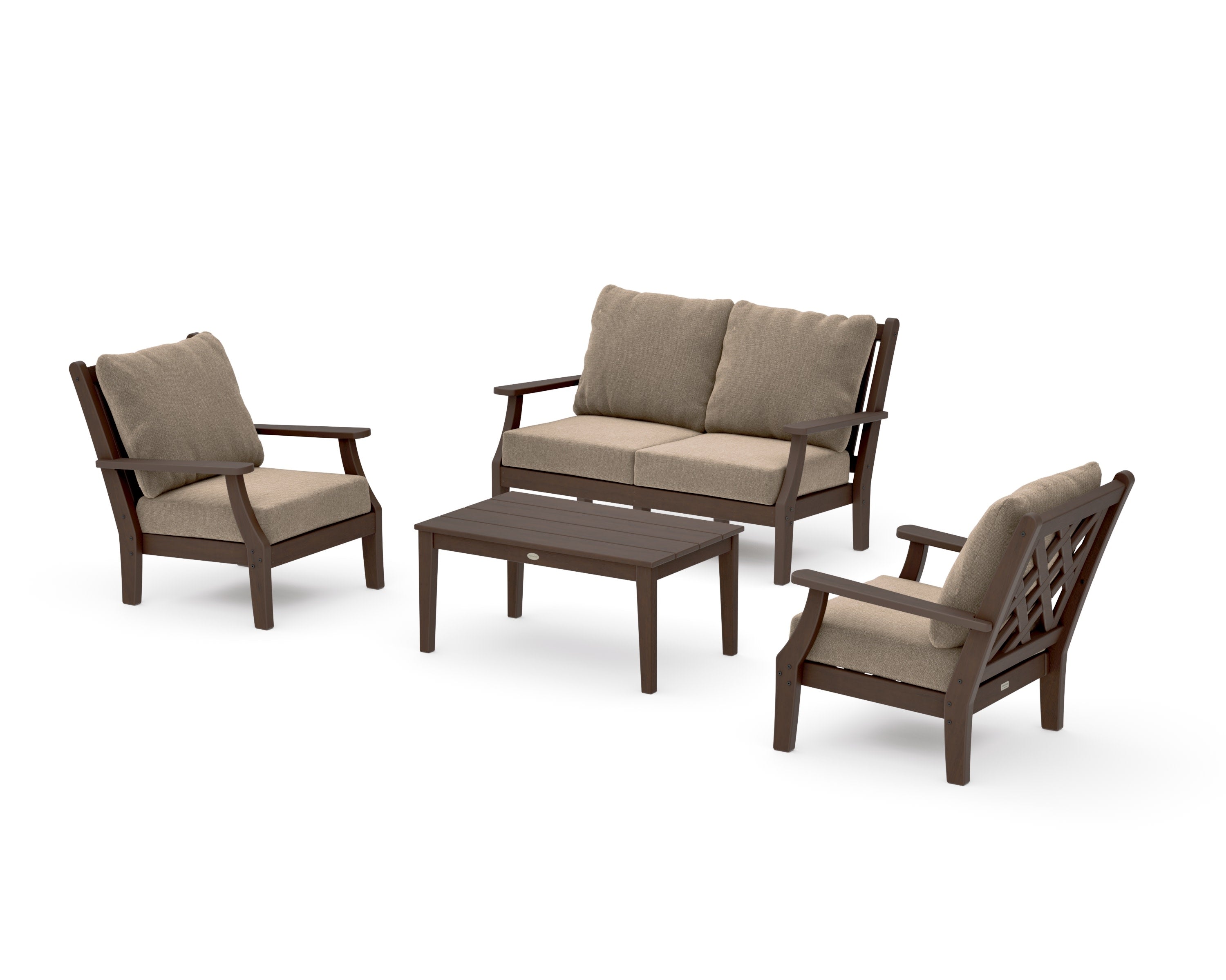Wovendale 4-Piece Deep Seating Set with Loveseat in Kona / Spiced Burlap
