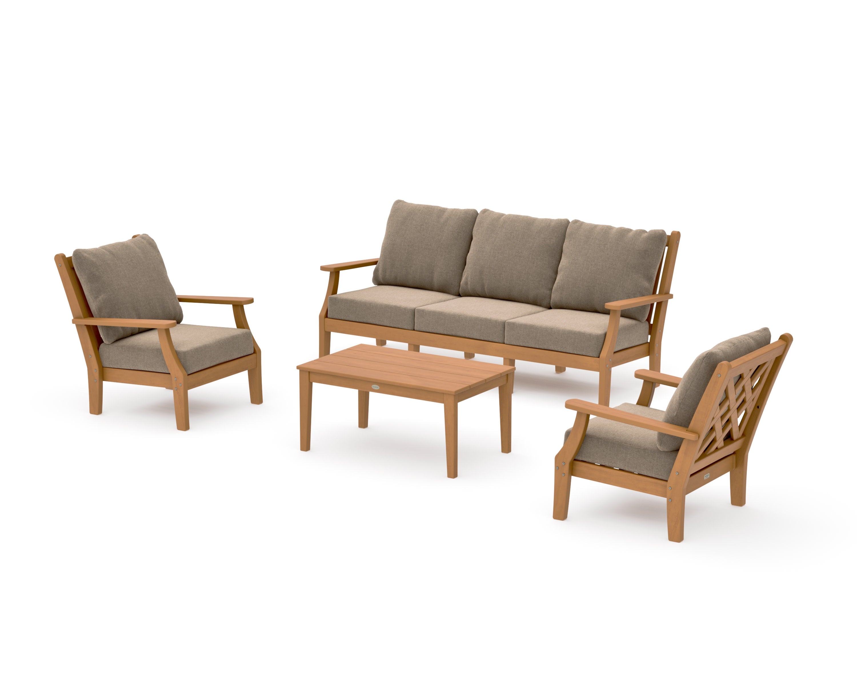 Wovendale 4-Piece Deep Seating Set with Sofa in Natural / Spiced Burlap