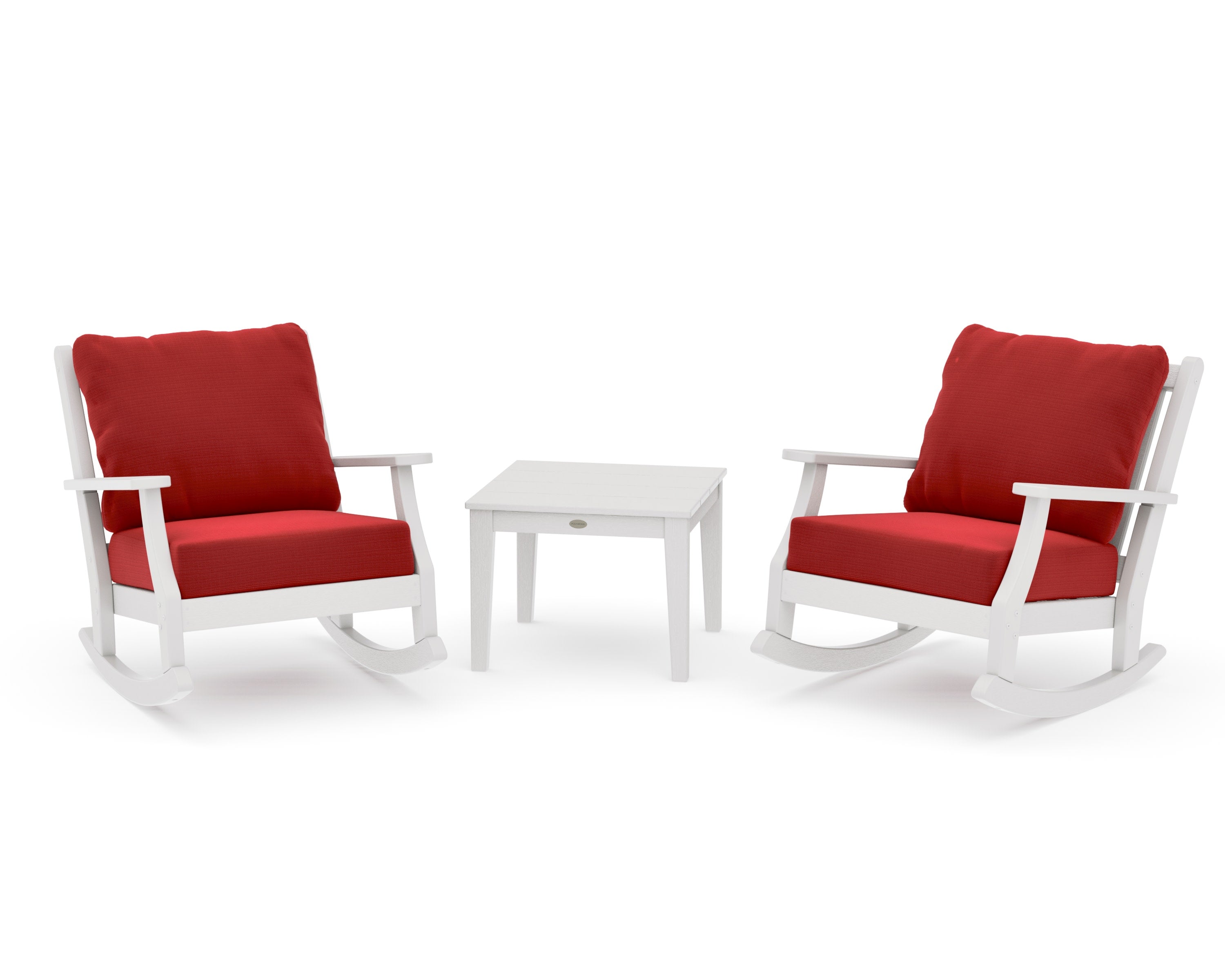 Wovendale 3-Piece Deep Seating Rocker Set in Vintage White / Crimson Linen