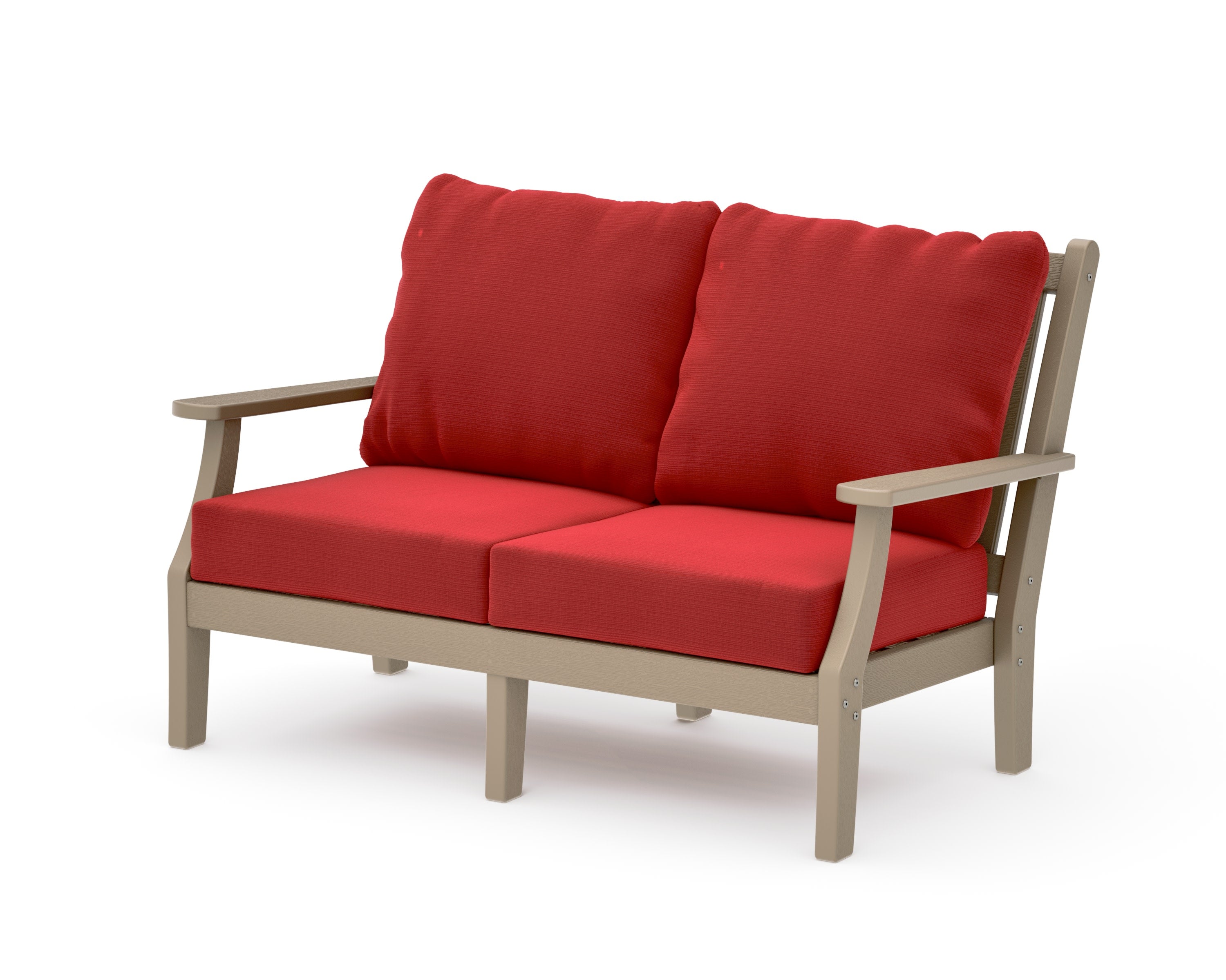 Wovendale Deep Seating Loveseat in Vintage Sahara / Crimson Linen
