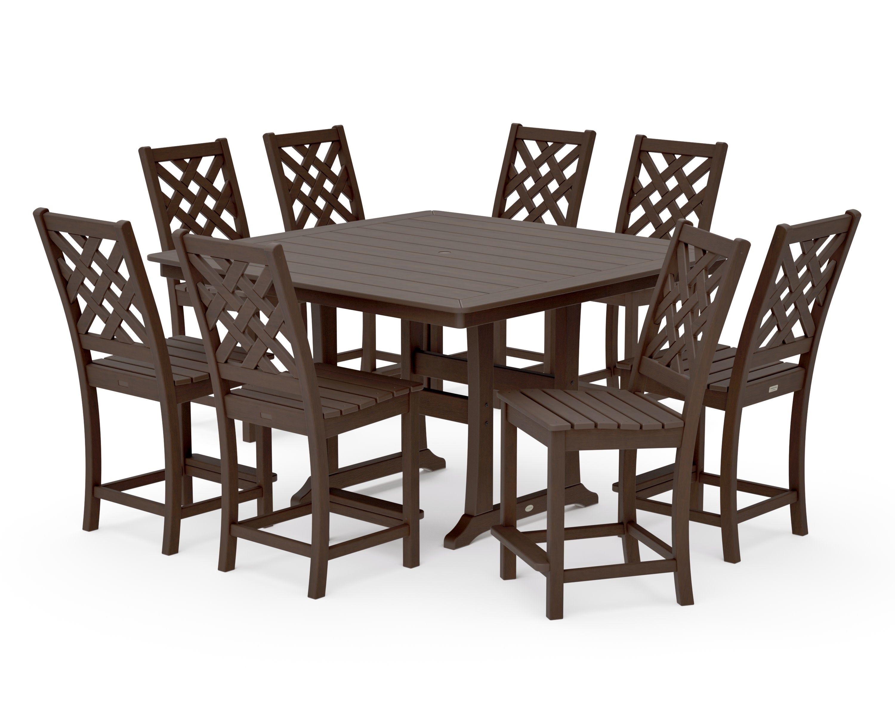 Wovendale Side Chair 9-Piece Square Counter Set with Trestle Legs in Kona