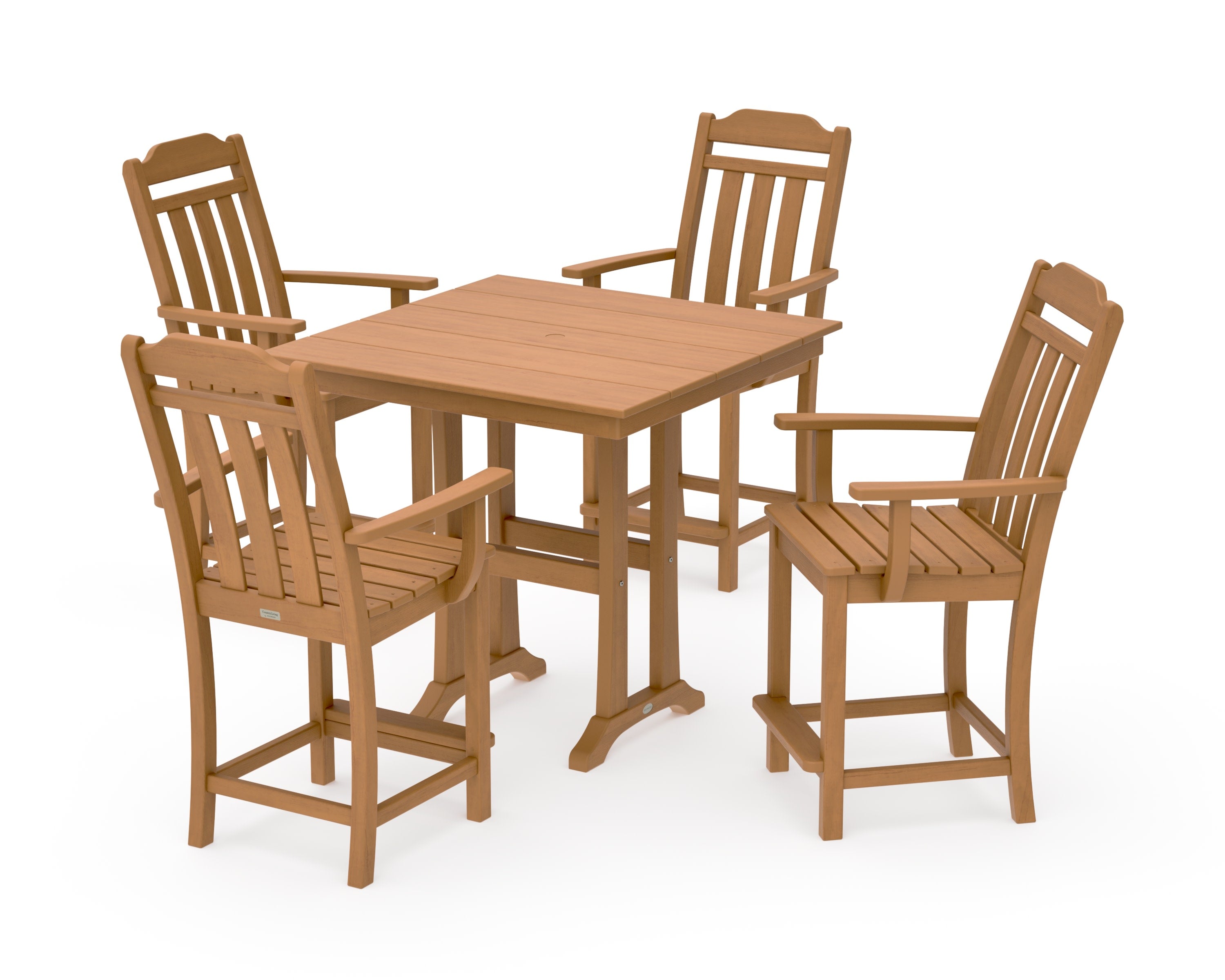 Cottage 5-Piece Farmhouse Counter Set with Trestle Legs in Natural