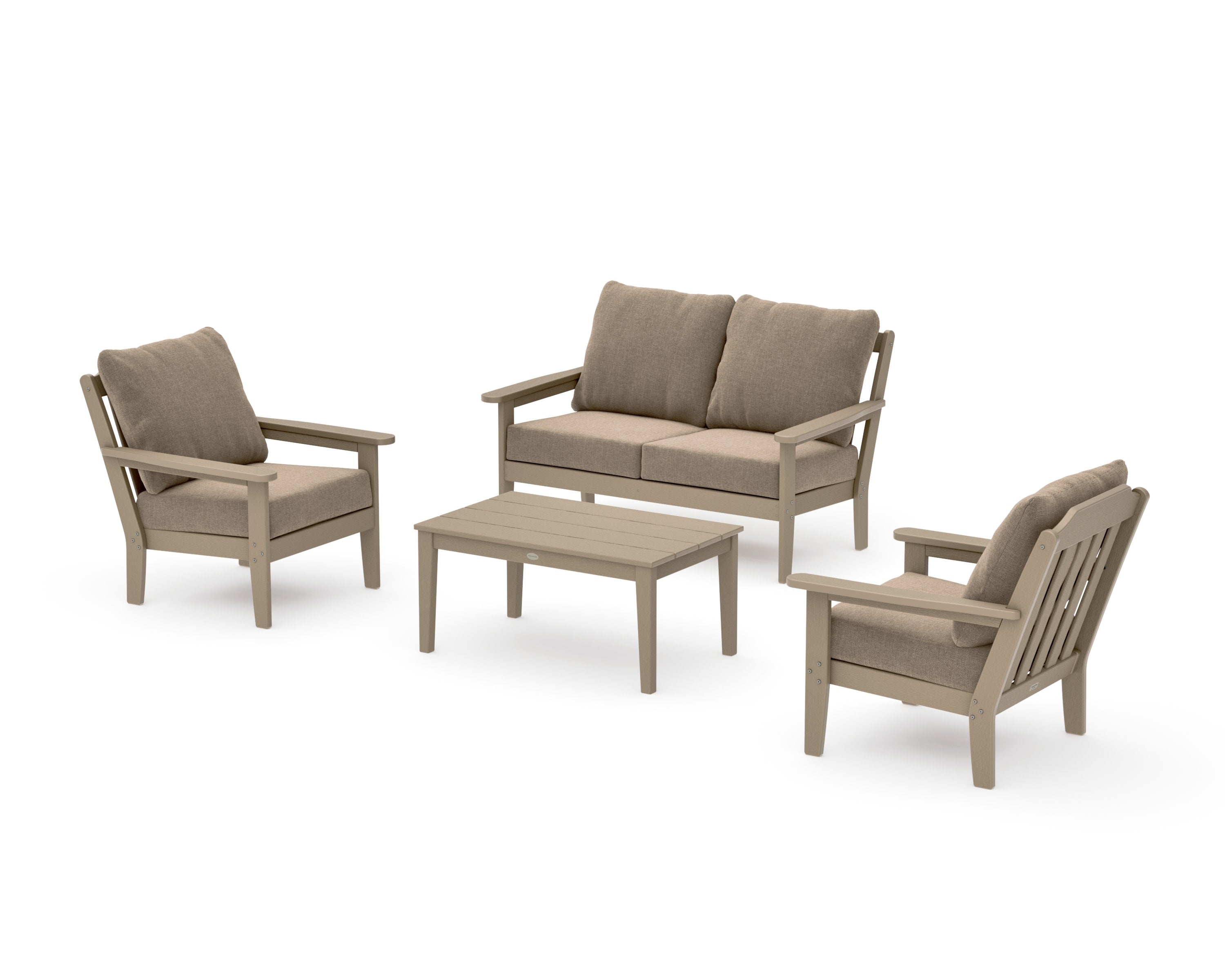 Cottage 4-Piece Deep Seating Set with Loveseat in Vintage Sahara / Spiced Burlap