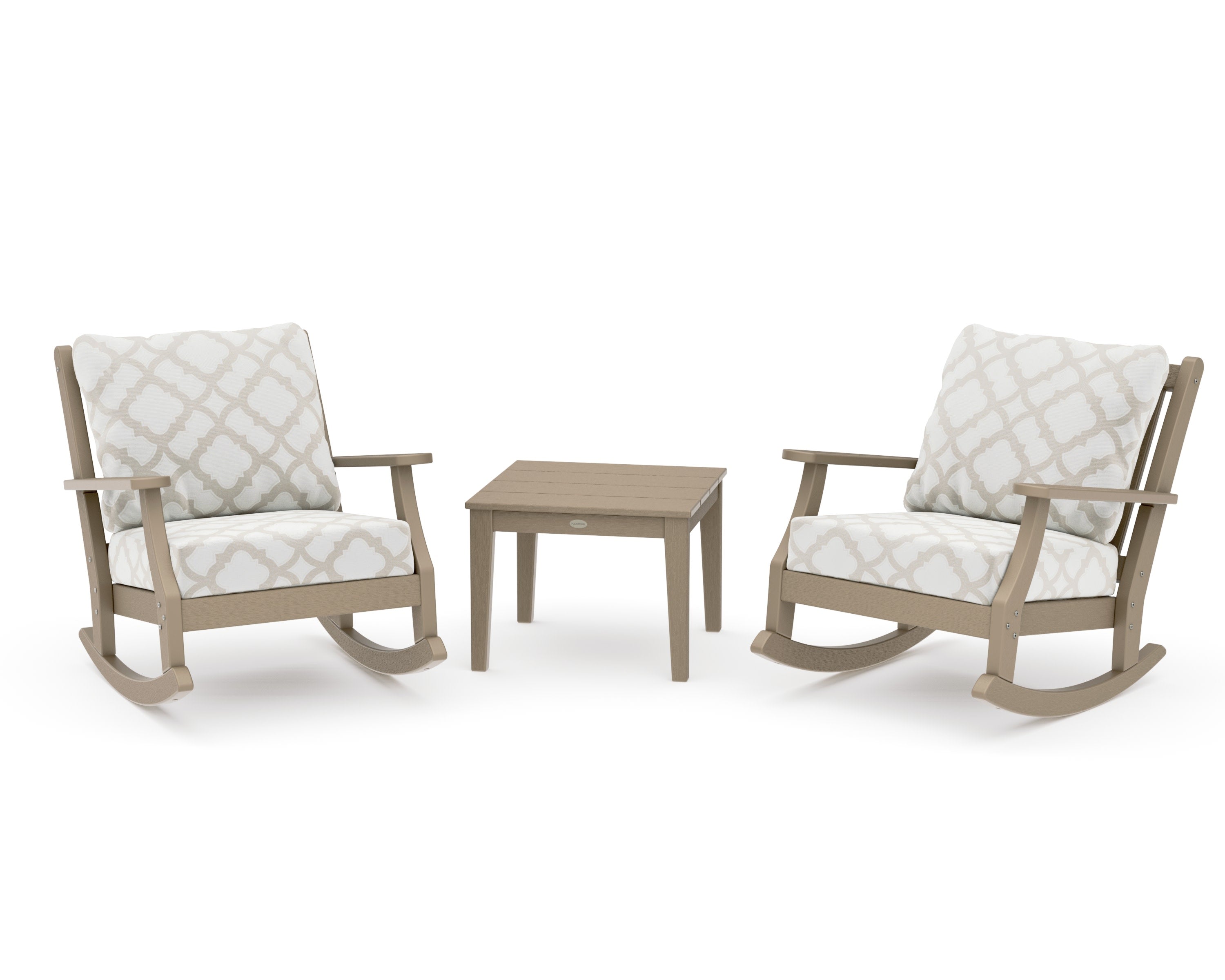 Wovendale 3-Piece Deep Seating Rocker Set in Vintage Sahara / Trellis Dune Burlap