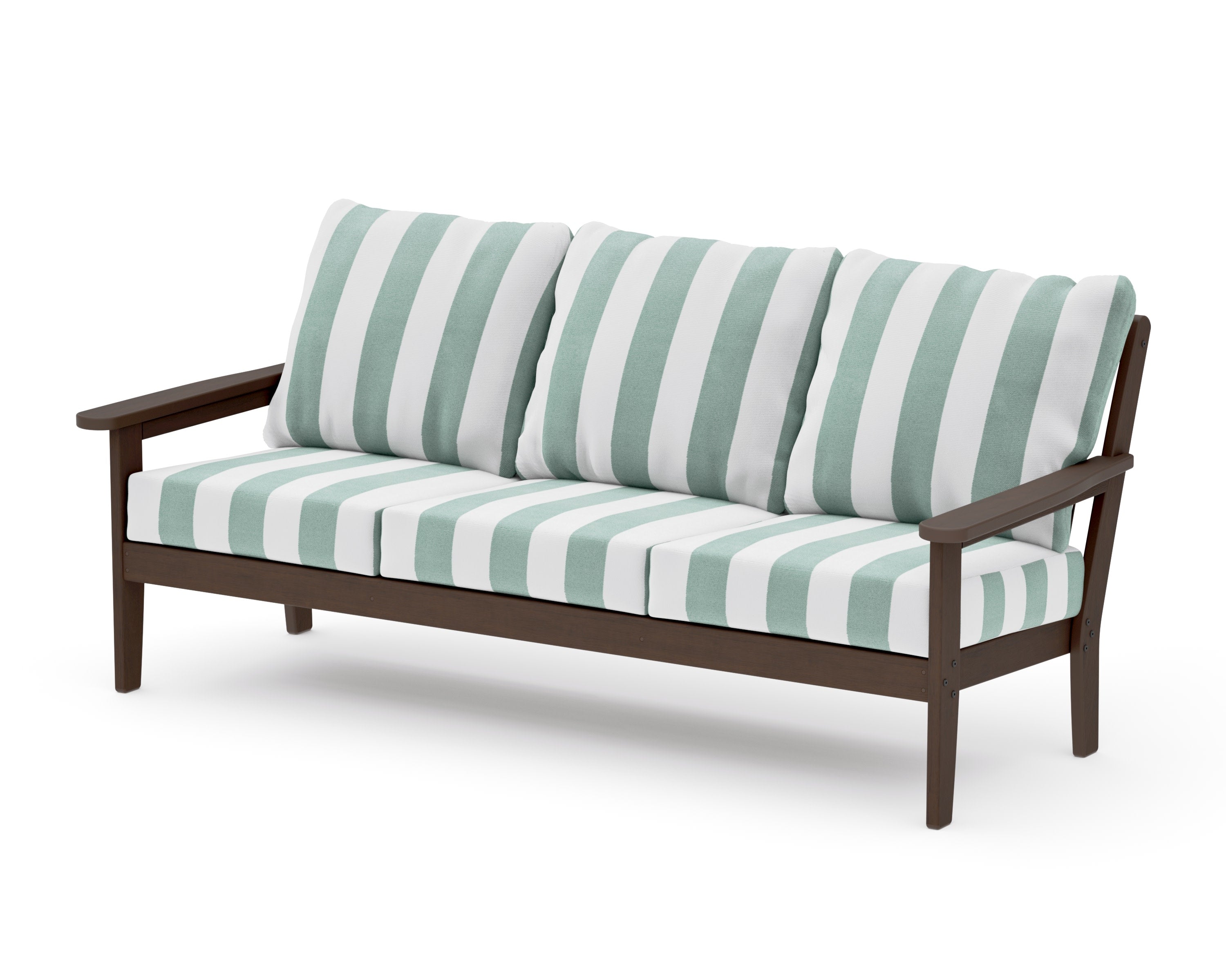 Cottage Deep Seating Sofa in Kona / Cabana Stripe Glacier Spa