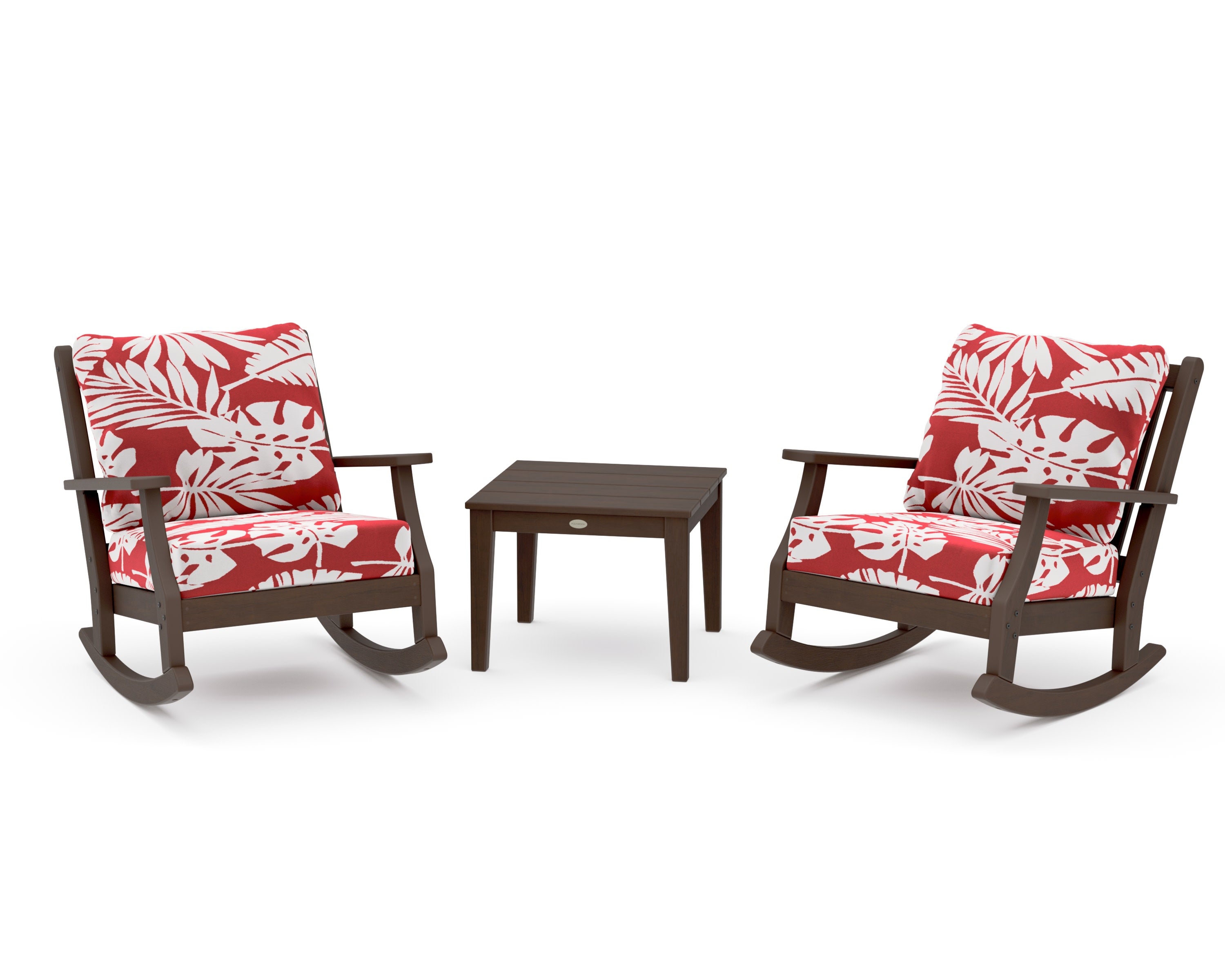 Wovendale 3-Piece Deep Seating Rocker Set in Kona / Leaf Crimson