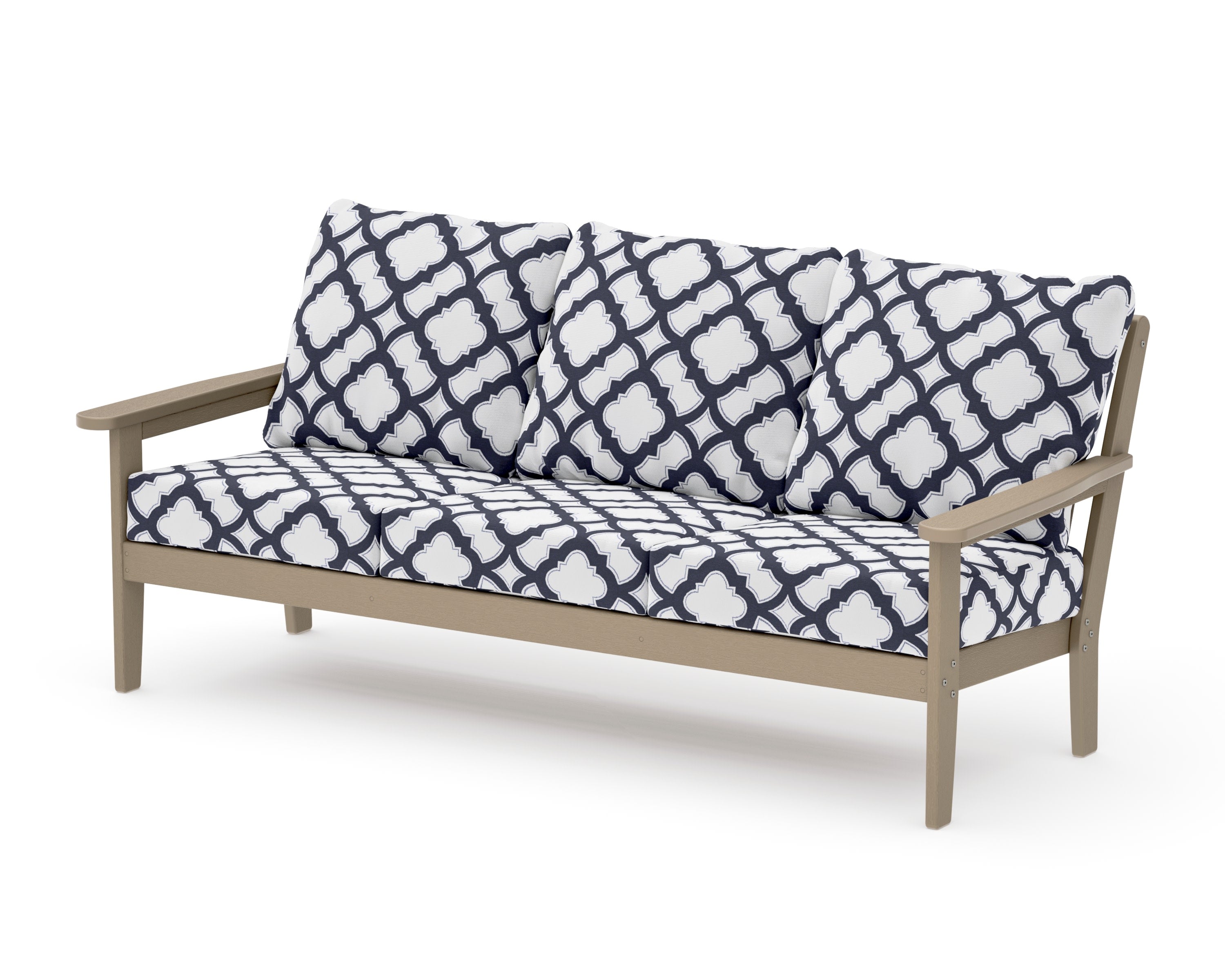Cottage Deep Seating Sofa in Vintage Sahara / Trellis Navy
