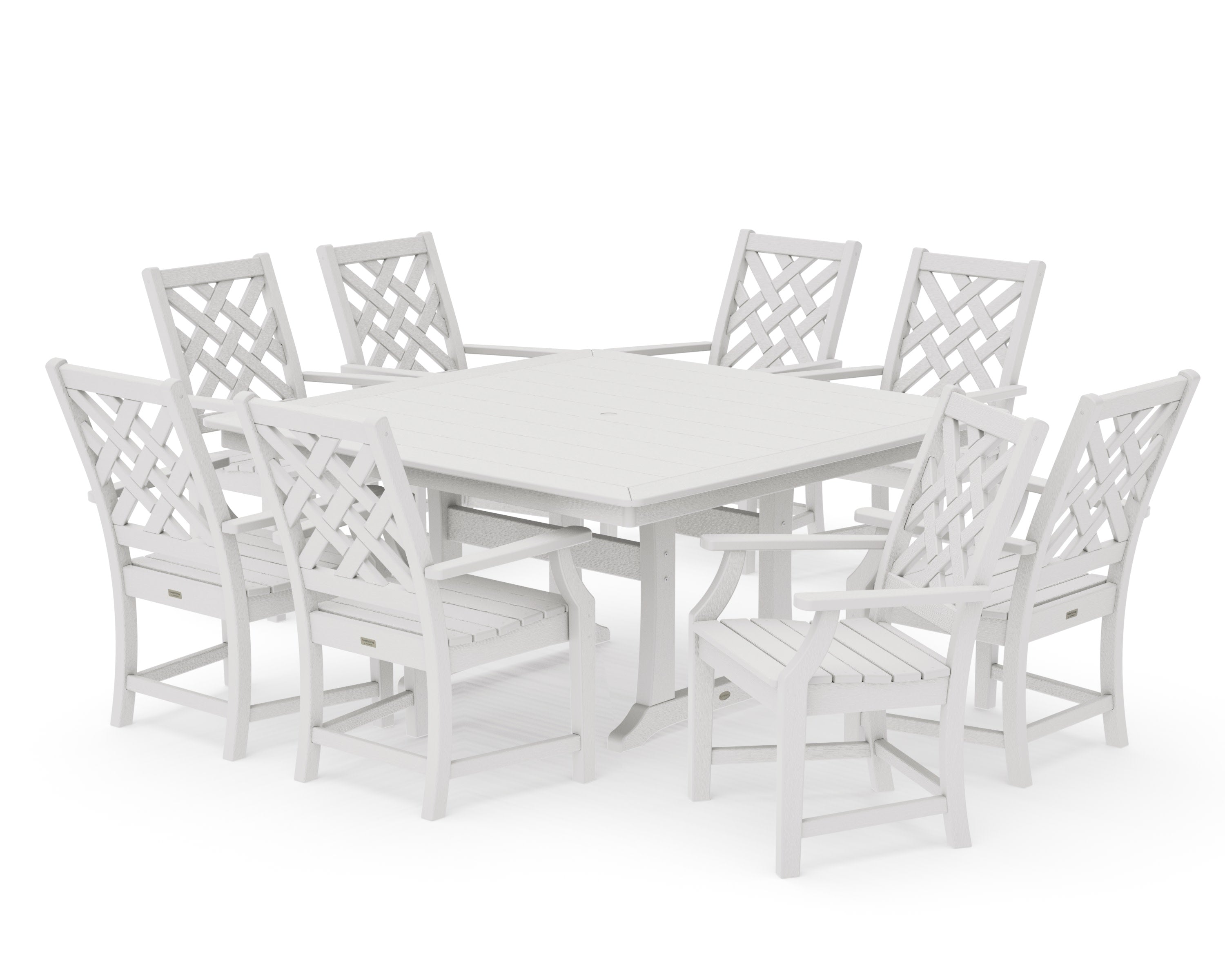 Wovendale 9-Piece Square Dining Set with Trestle Legs in Vintage White