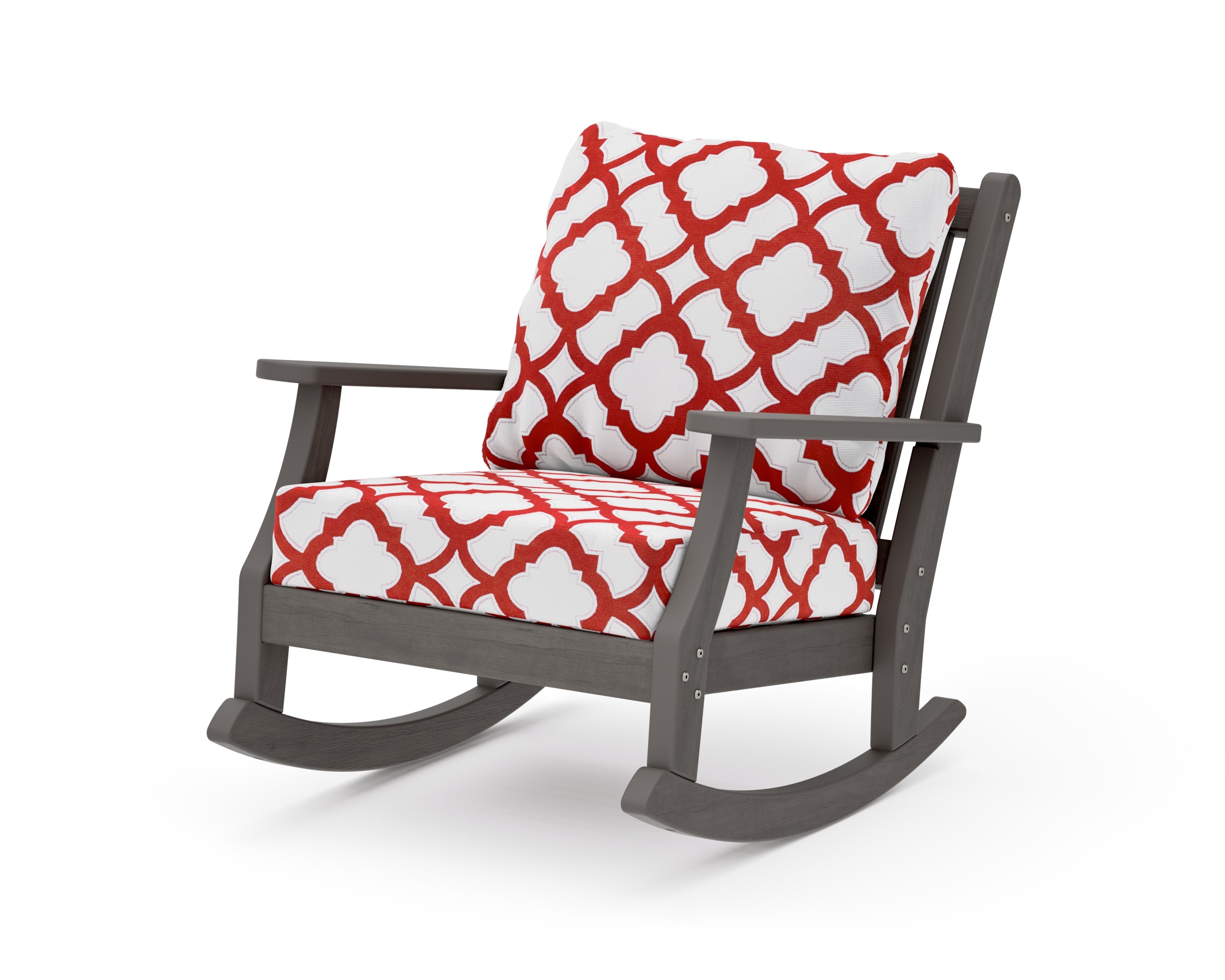 Wovendale Deep Seating Rocking Chair in Driftwood / Trellis Crimson