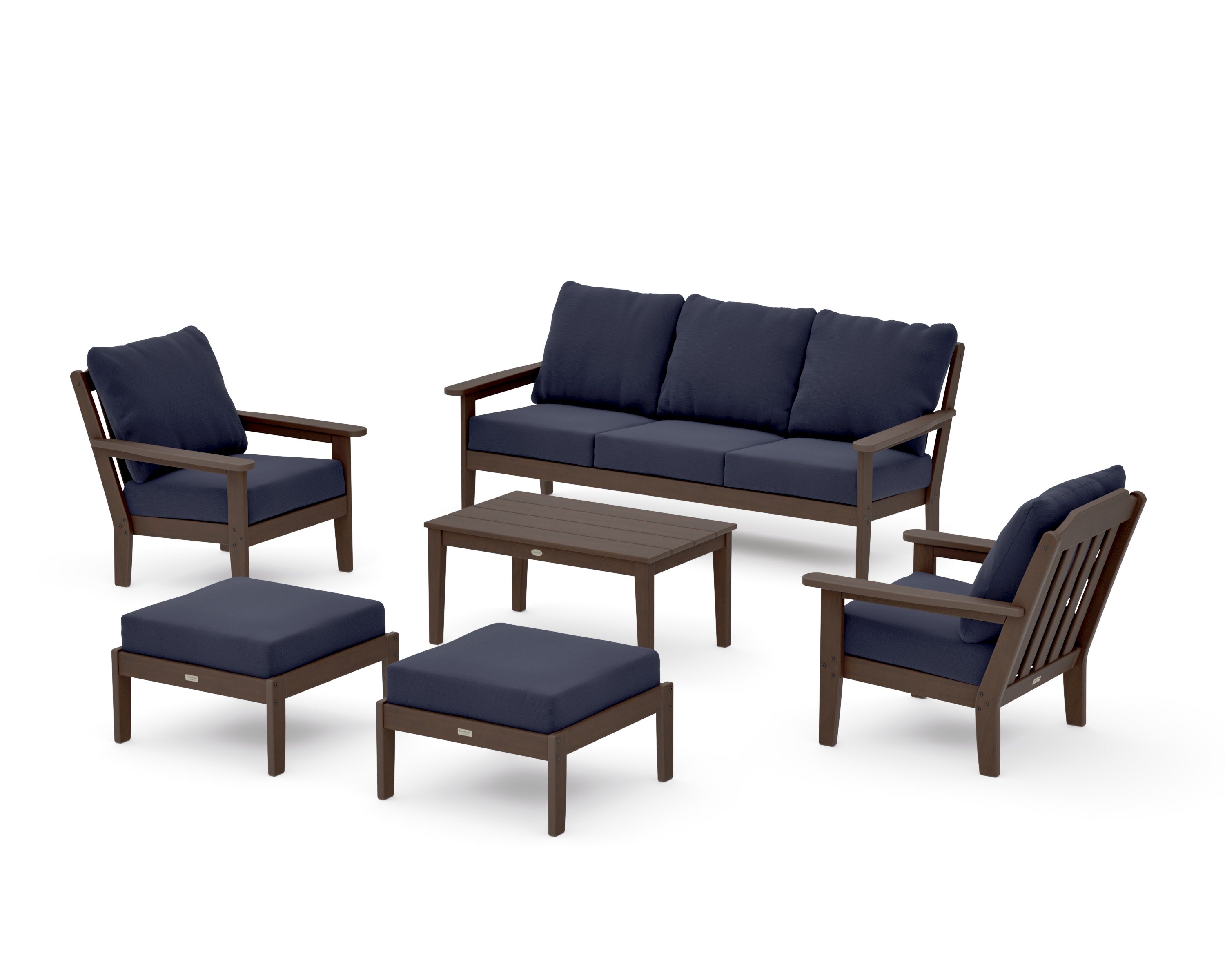 Cottage 6-Piece Lounge Sofa Set in Kona / Navy Linen