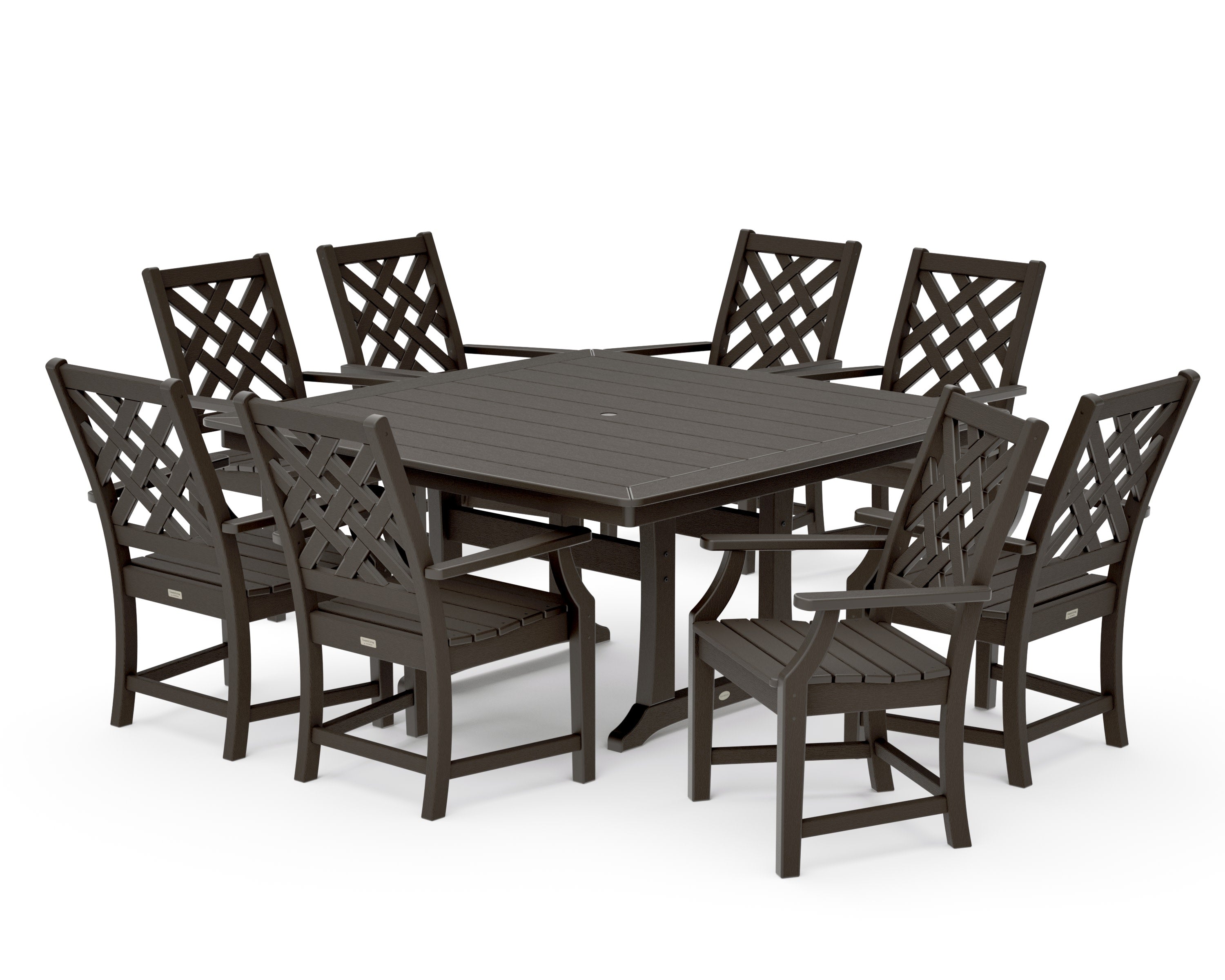 Wovendale 9-Piece Square Dining Set with Trestle Legs in Vintage Coffee