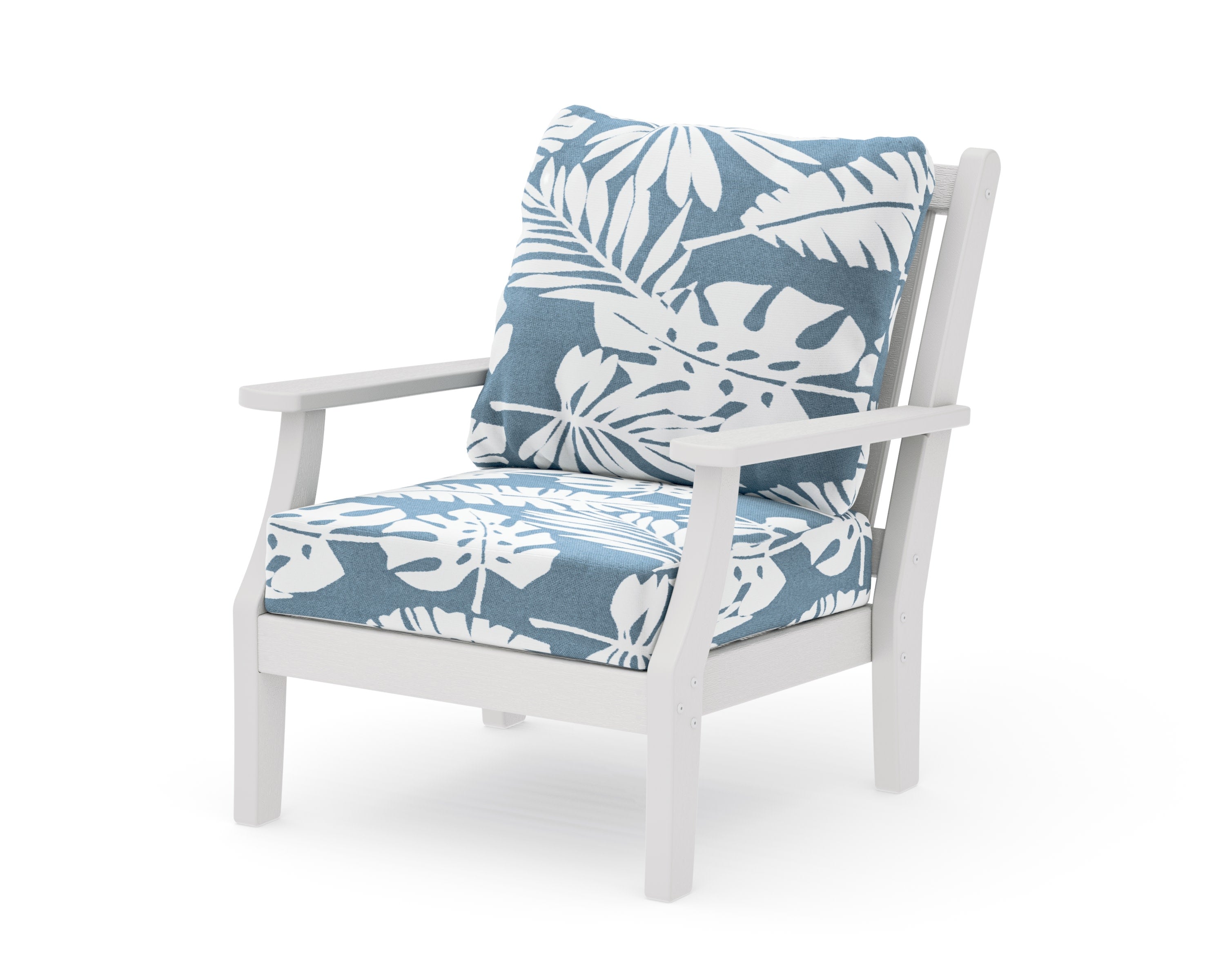 Wovendale Deep Seating Chair in Vintage White / Leaf Sky Blue