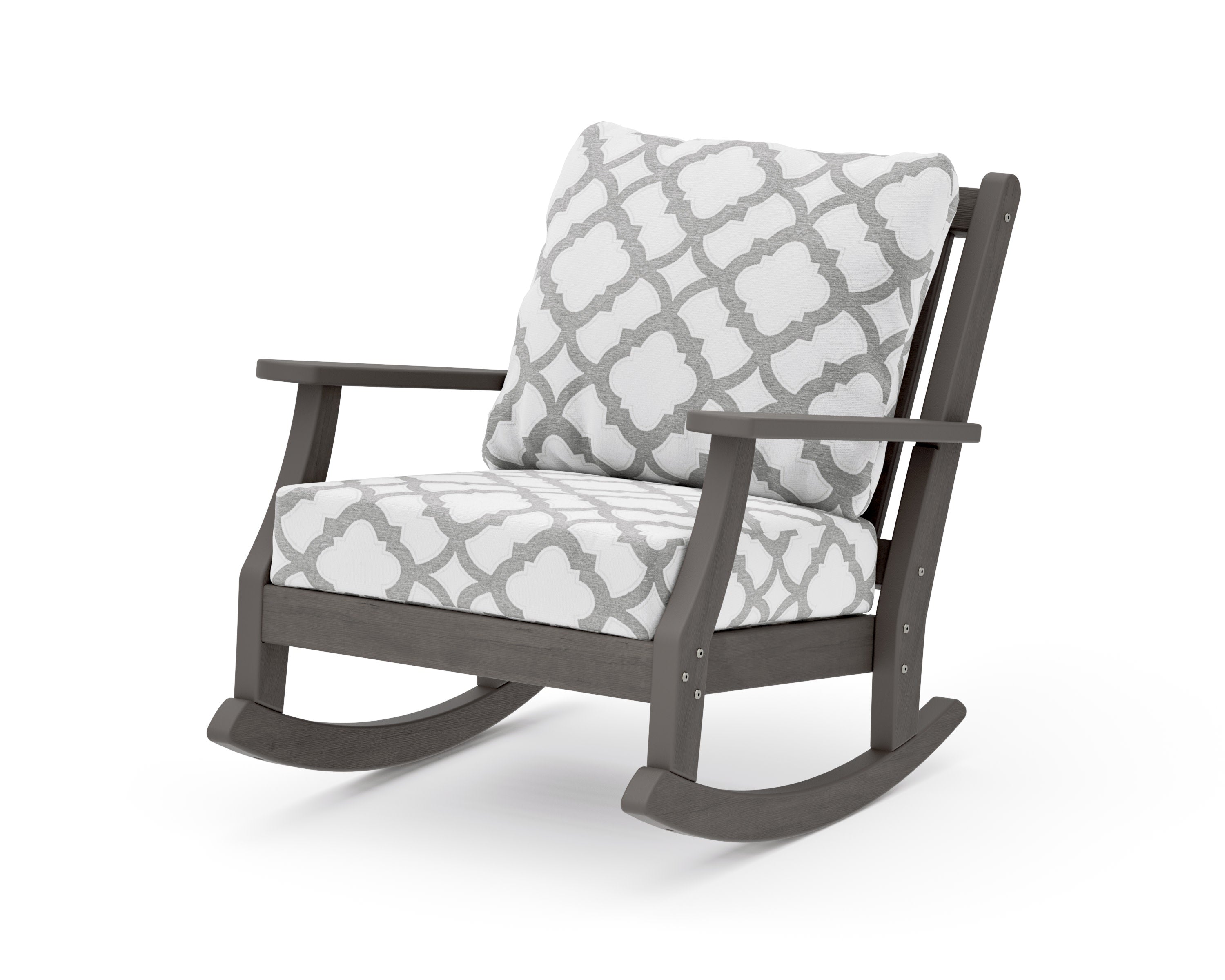 Wovendale Deep Seating Rocking Chair in Driftwood / Trellis Grey Mist