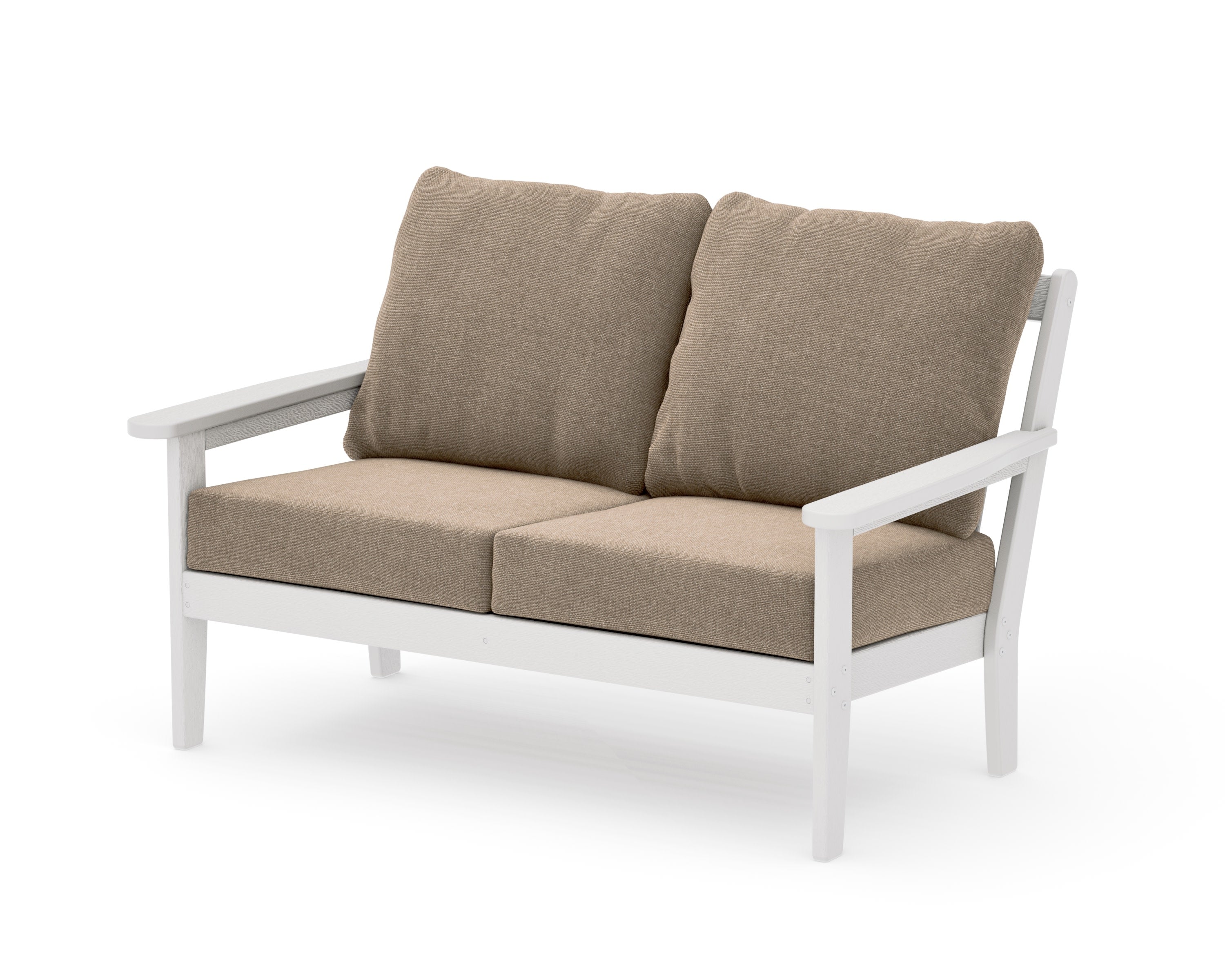 Cottage Deep Seating Loveseat in Vintage White / Spiced Burlap