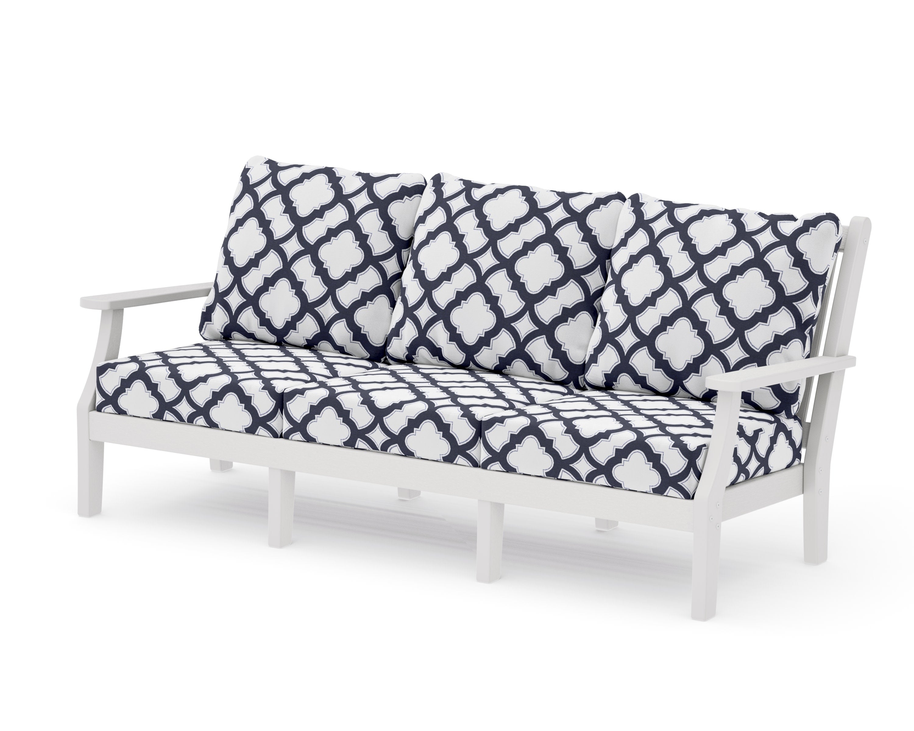 Wovendale Deep Seating Sofa in Vintage White / Trellis Navy